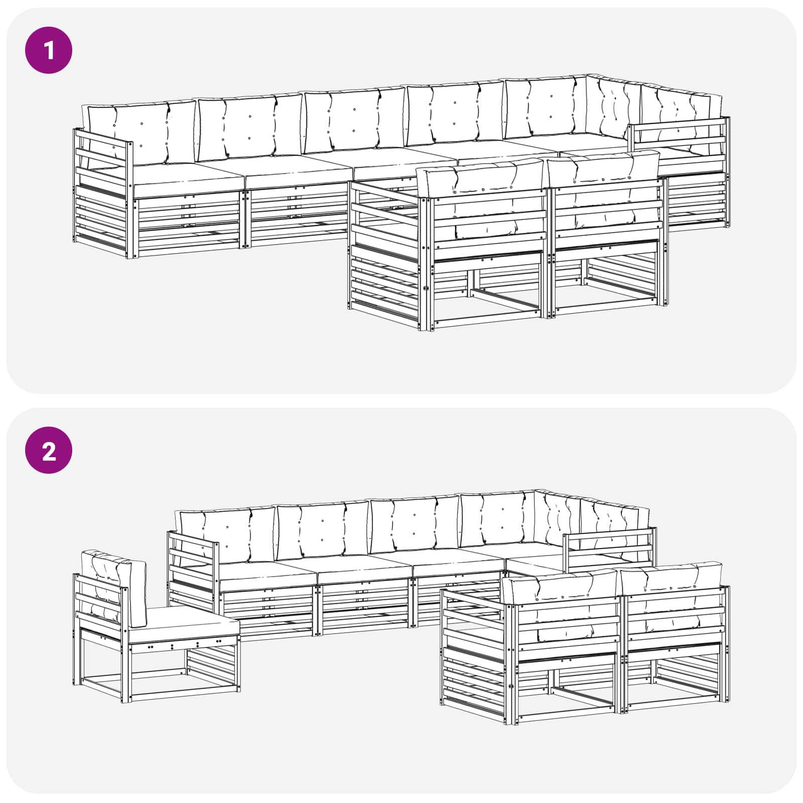 Set vanjskih sofa s jastukom 8 pcs Bijela i bež Poliester