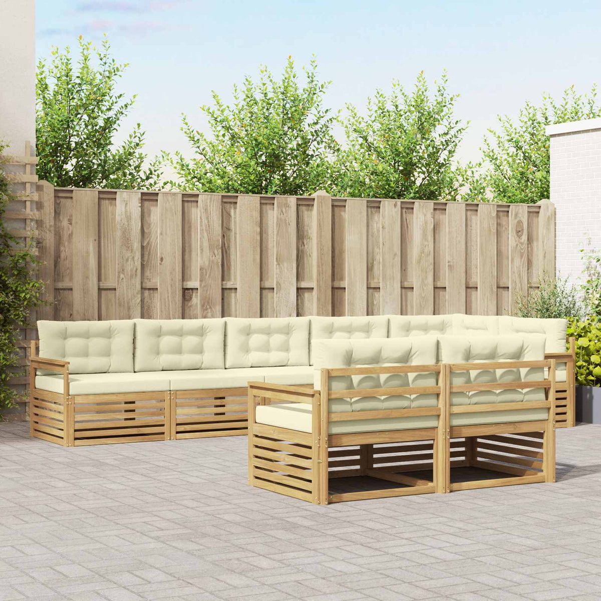 Set vanjskih sofa 8 kom. Bijela i krem Poliester