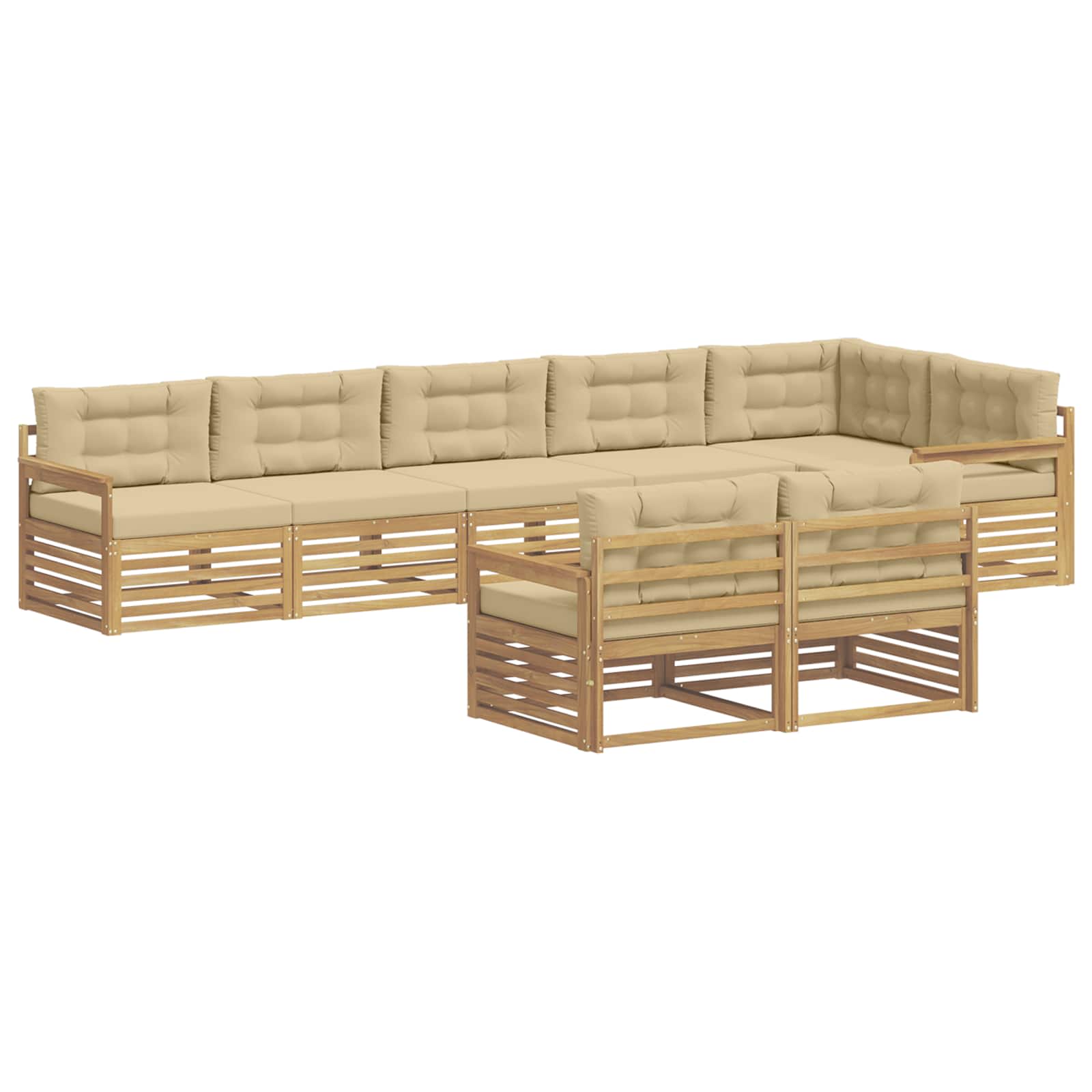 Set vanjskih sofa s jastukom 8 pcs Bijela i bež Poliester