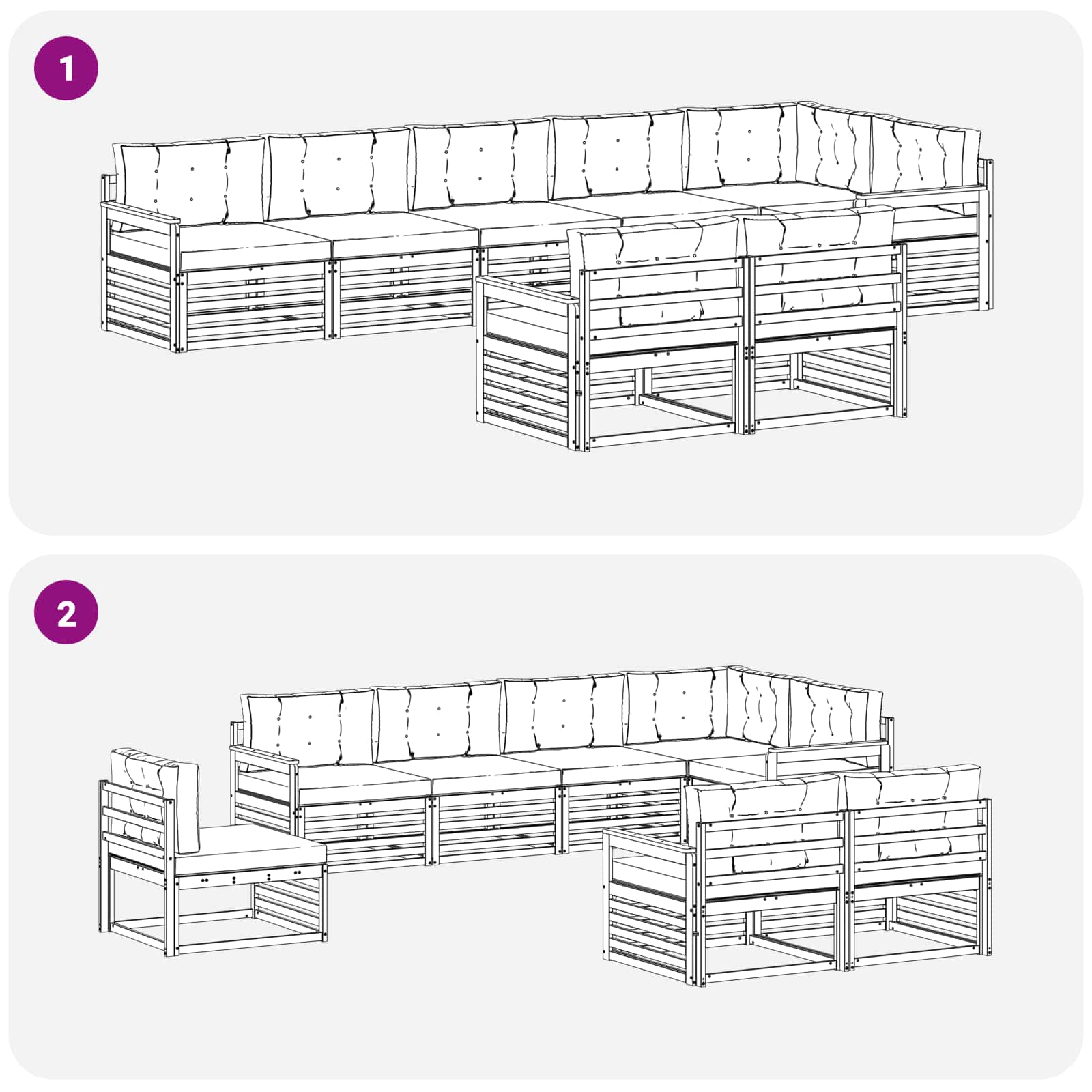Set vanjskih sofa s jastukom 8 pcs Bijela i bež Poliester