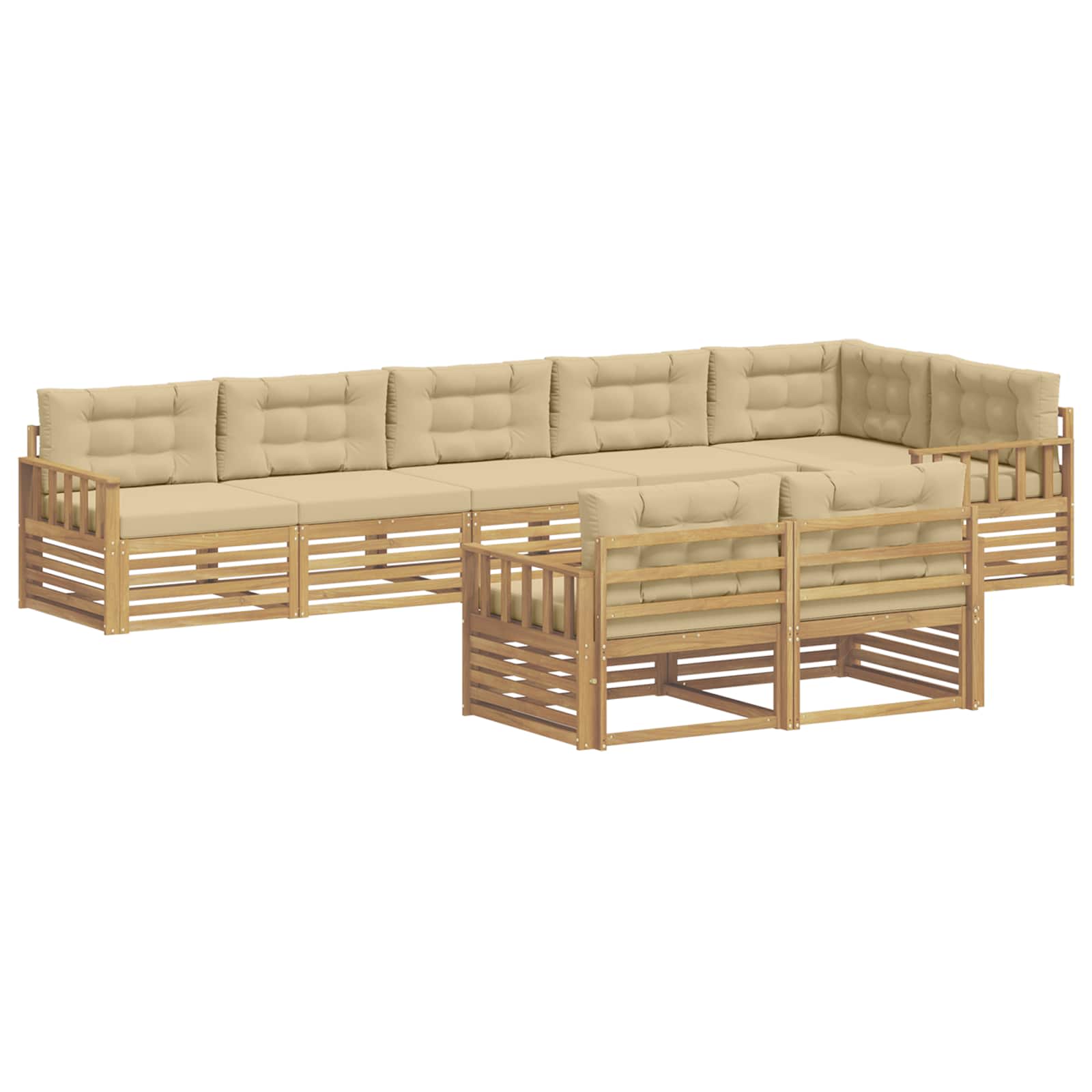 Set vanjskih sofa s jastukom 8 pcs Bijela i bež Poliester