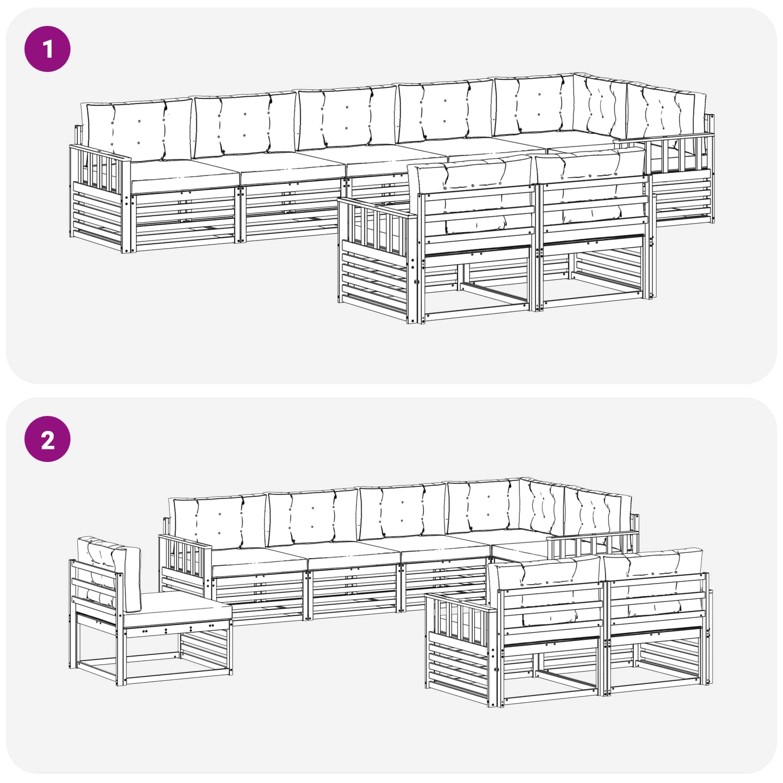 Set vanjskih sofa s jastukom 8 pcs Bijela i bež Poliester