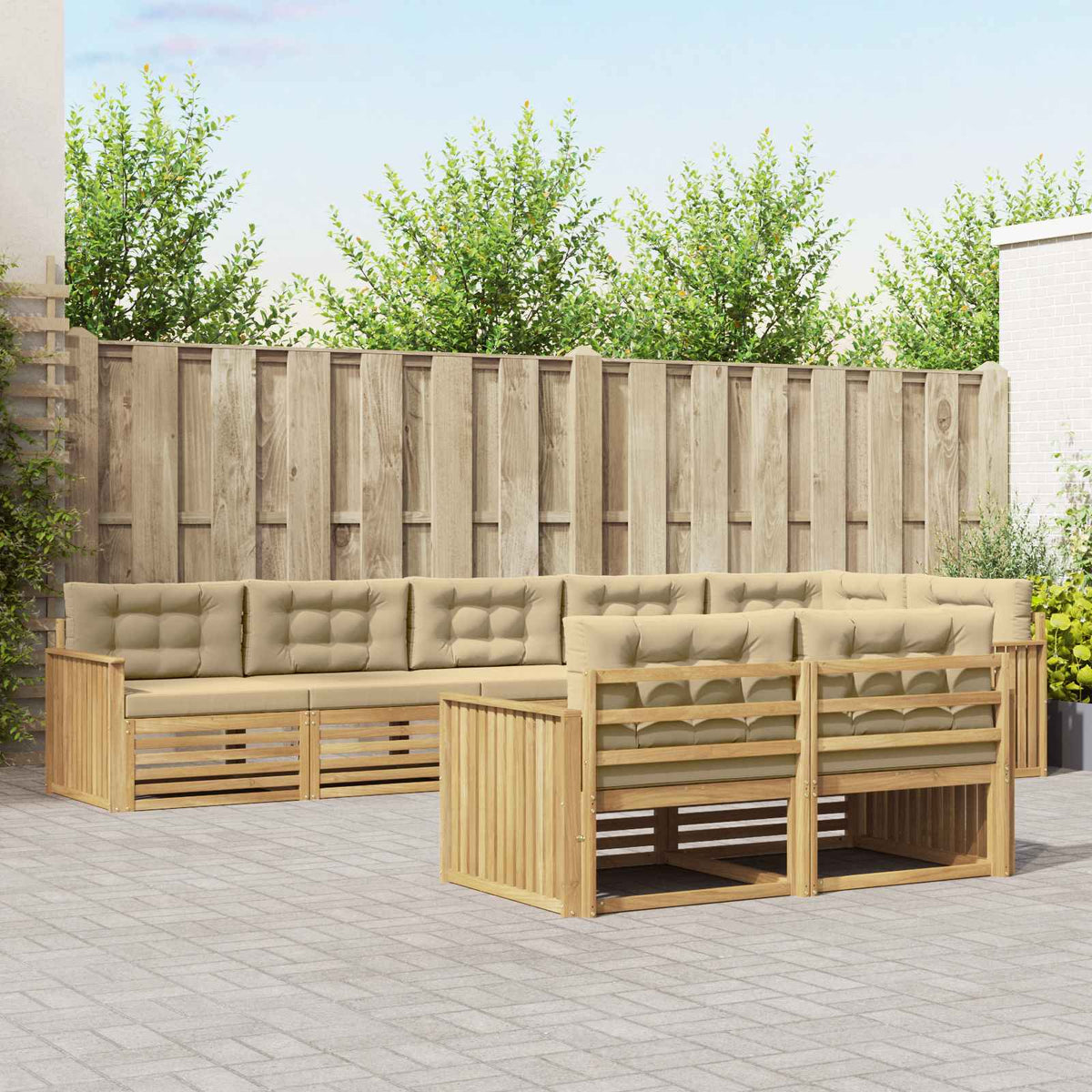 Set vanjskih sofa 8 kom. Bijela i bež Poliester