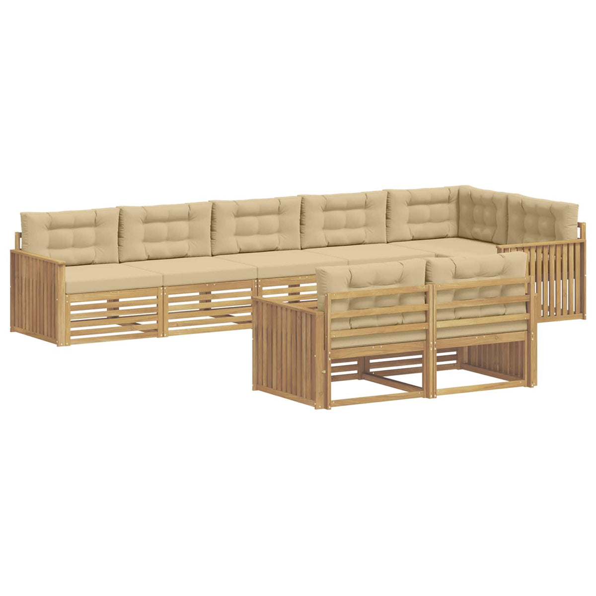 Set vanjskih sofa 8 kom. Bijela i bež Poliester