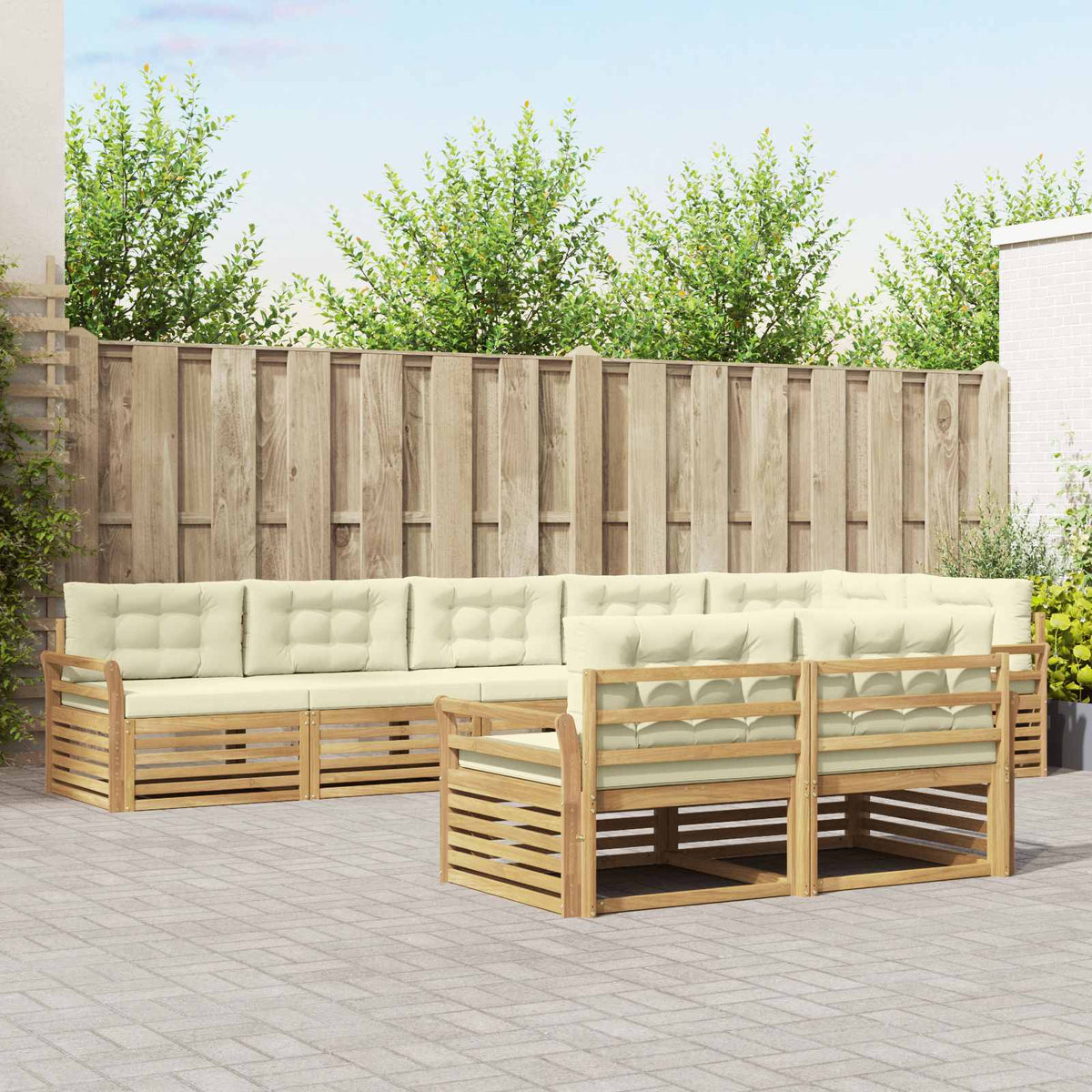 Set vanjskih sofa 8 kom. Bijela i krem Poliester