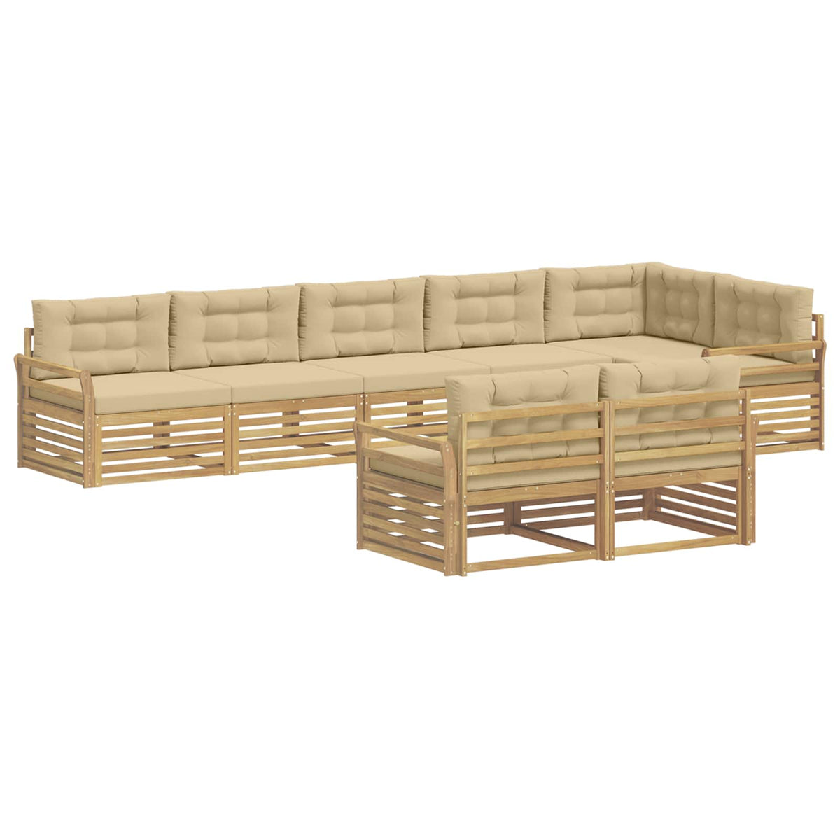 Set vanjskih sofa 8 kom. Bijela i bež Poliester