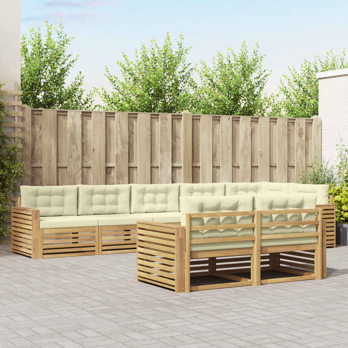 Set vanjskih sofa 8 kom. Bijela i krem Poliester