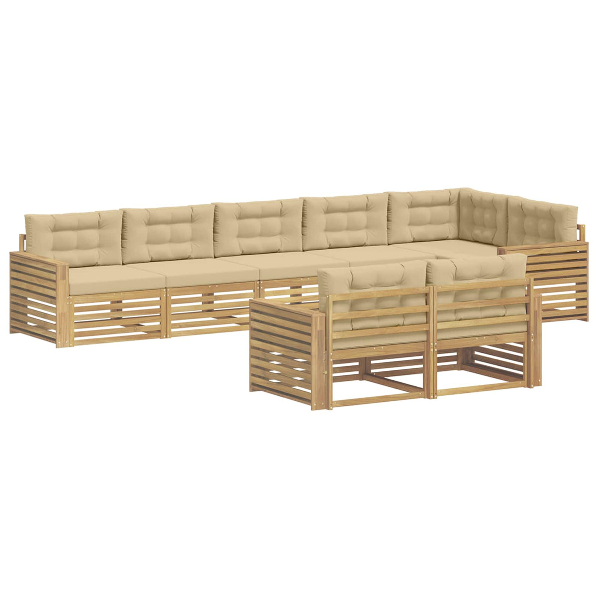 Set vanjskih sofa 8 kom. Bijela i bež Poliester