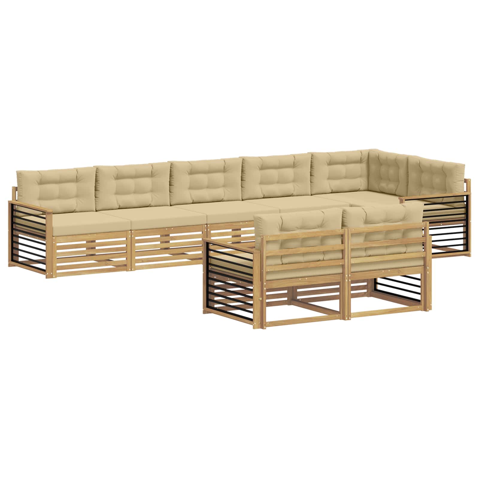 Set vanjskih sofa s jastukom 8 pcs Bijela i bež Poliester