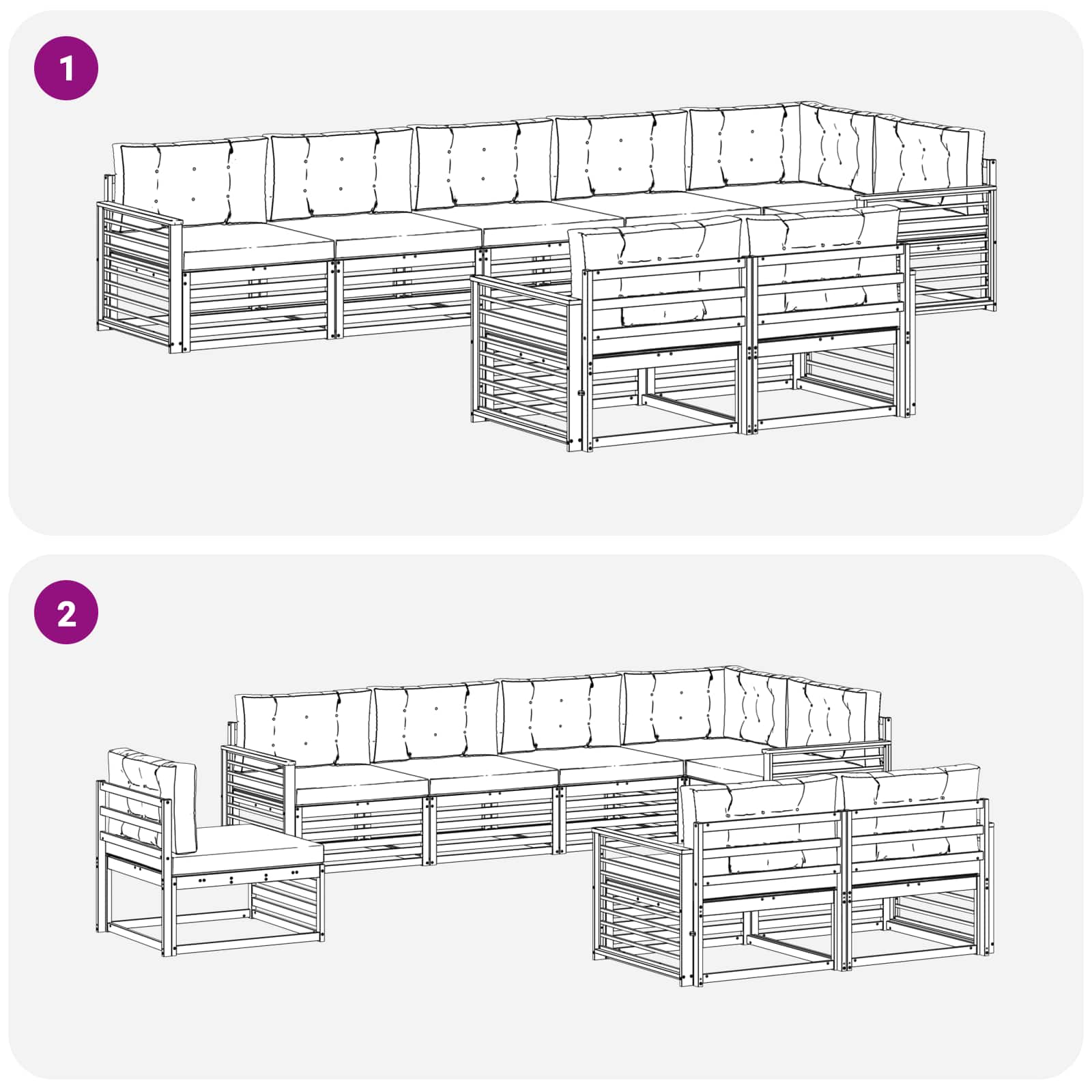 Set vanjskih sofa s jastukom 8 pcs Bijela i bež Poliester
