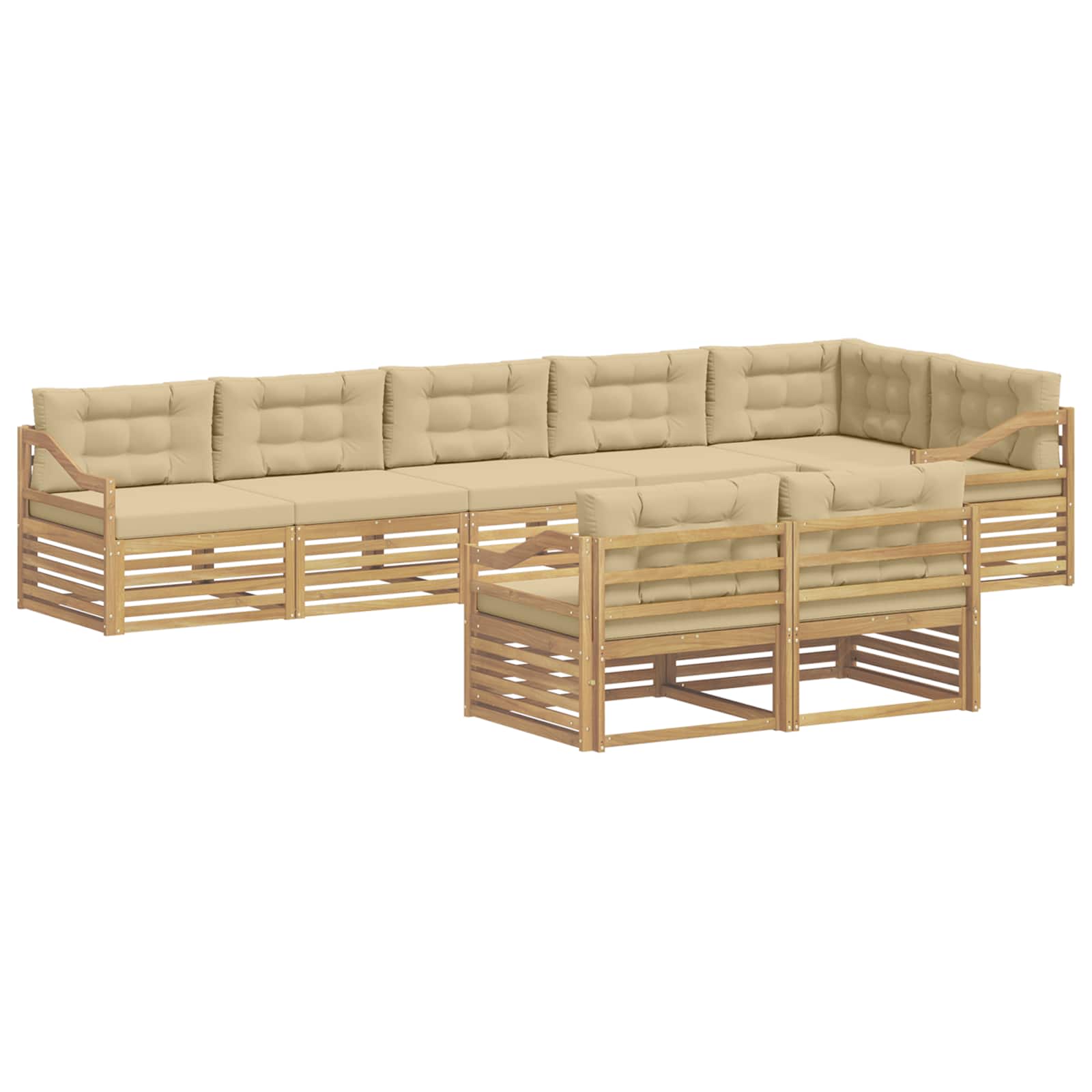 Set vanjskih sofa s jastukom 8 pcs Bijela i bež Poliester