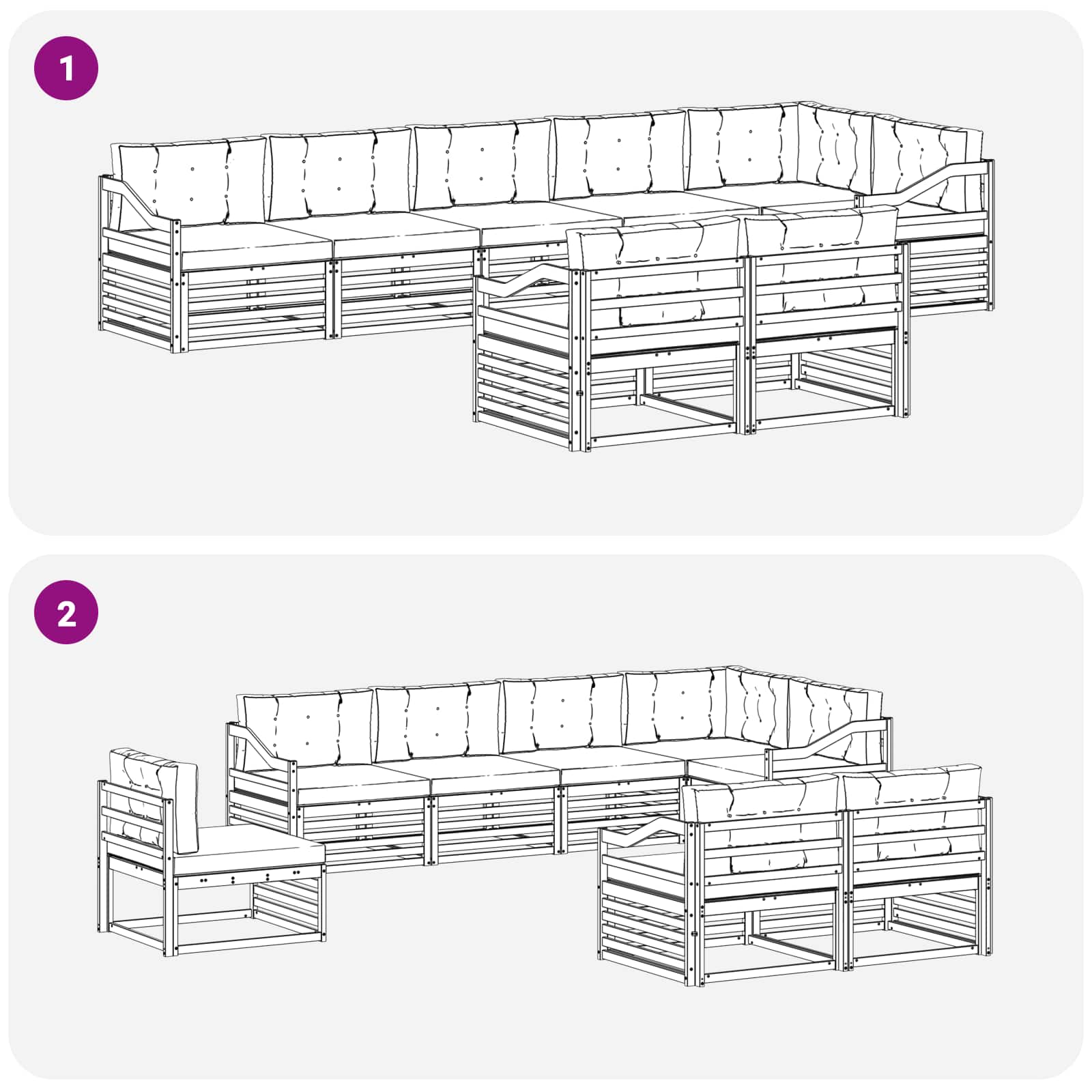 Set vanjskih sofa s jastukom 8 pcs Bijela i bež Poliester