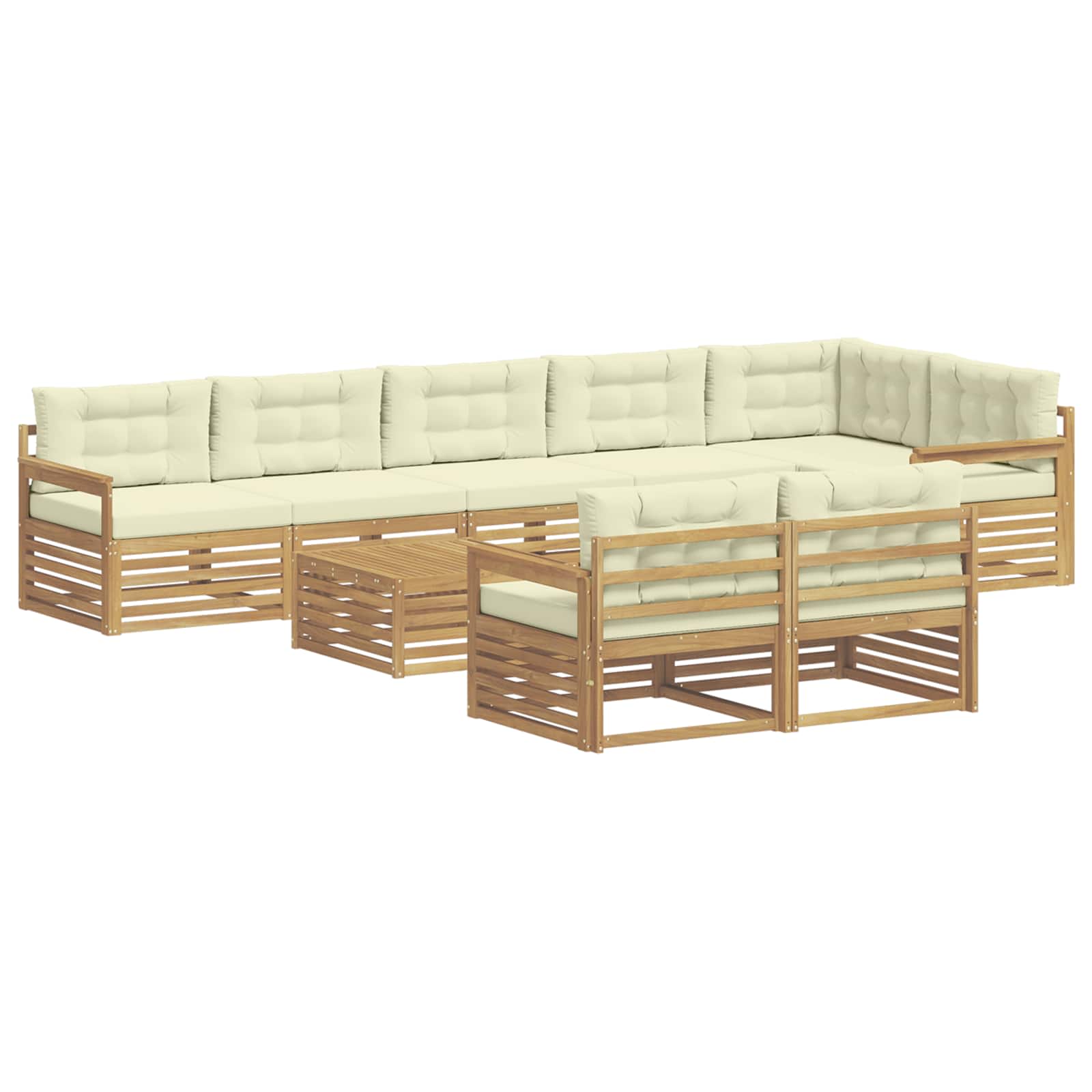 Set vanjskih sofa s jastukom 9 pcs Bijela i krem Poliester