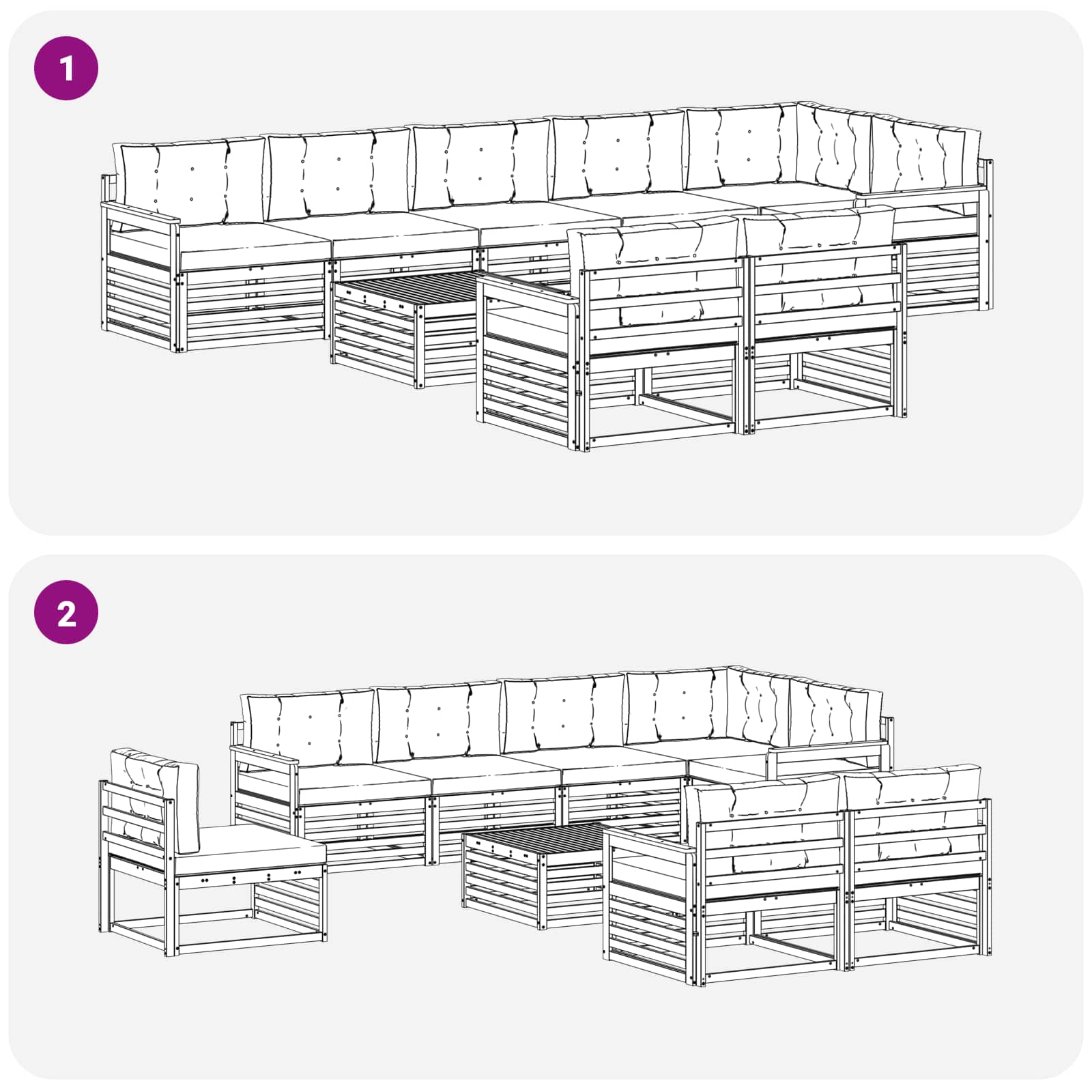 Set vanjskih sofa s jastukom 9 pcs Bijela i krem Poliester