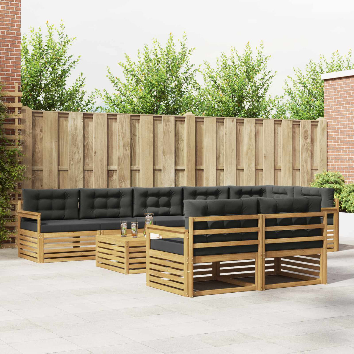 Set vanjskih sofa 9 kom. Bijela i antracit Poliester 79 x 79 x 37 cm