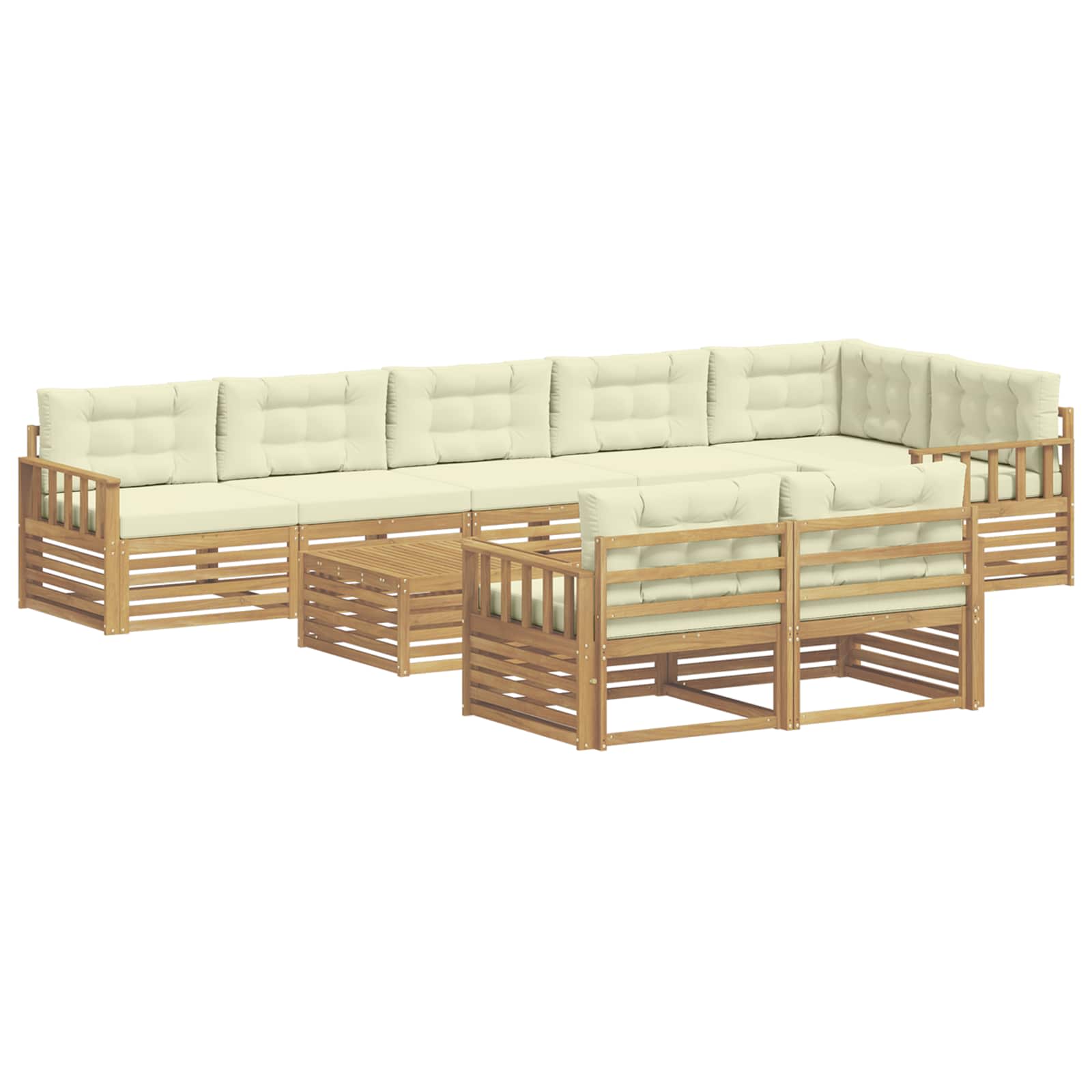 Set vanjskih sofa s jastukom 9 pcs Bijela i krem Poliester