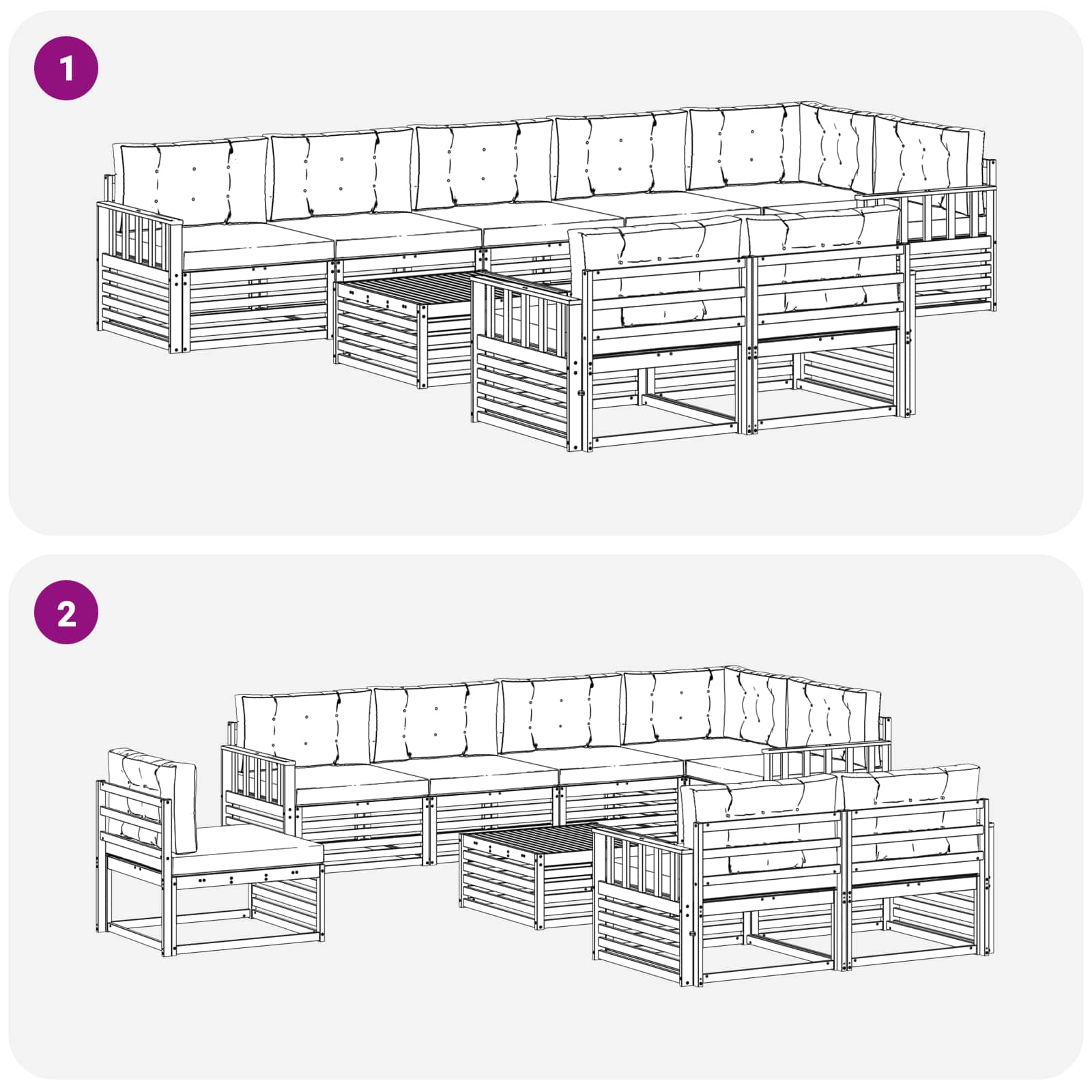 Set vanjskih sofa s jastukom 9 pcs Bijela i krem Poliester