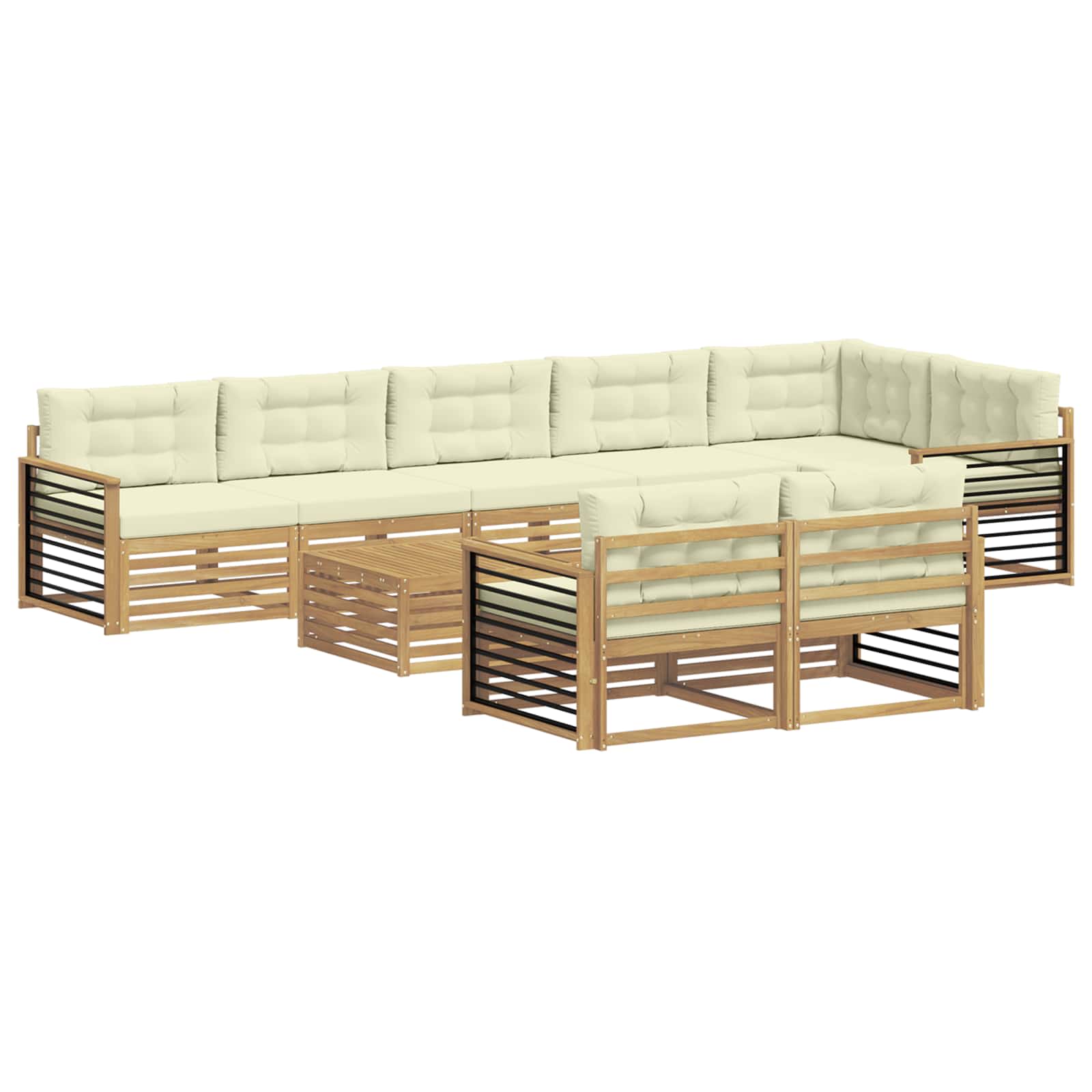 Set vanjskih sofa s jastukom 9 pcs Bijela i krem Poliester