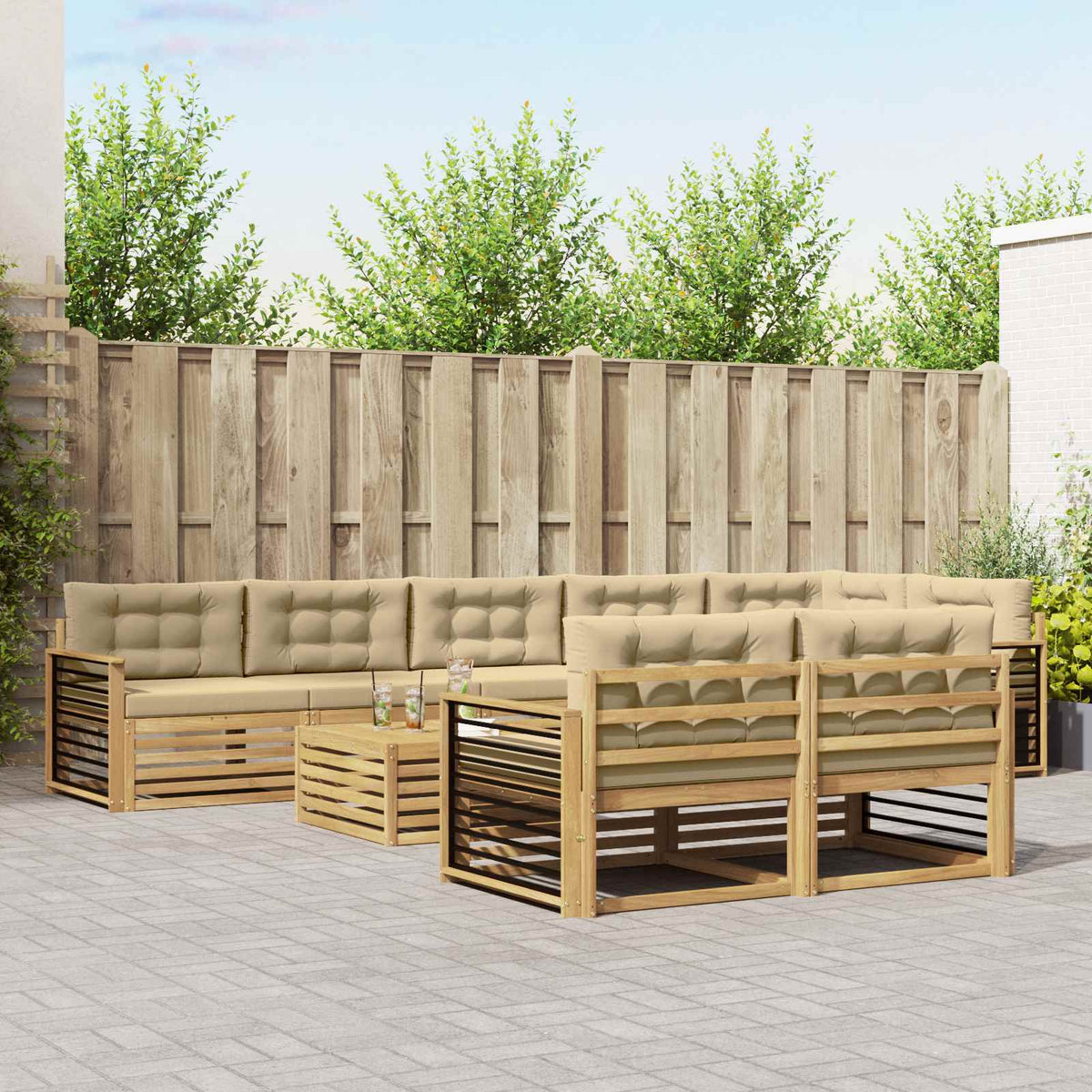 Set vanjskih sofa 9 kom. Bijela i bež Poliester 79 x 79 x 37 cm