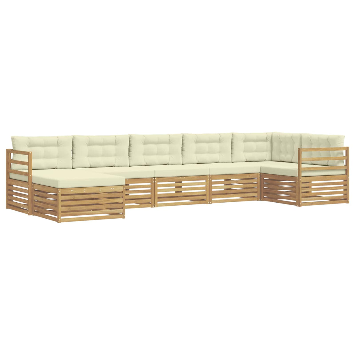 Set vanjskih sofa 7 kom. Bijela i krem Smeđa 404 x 166,5 x 73 cm