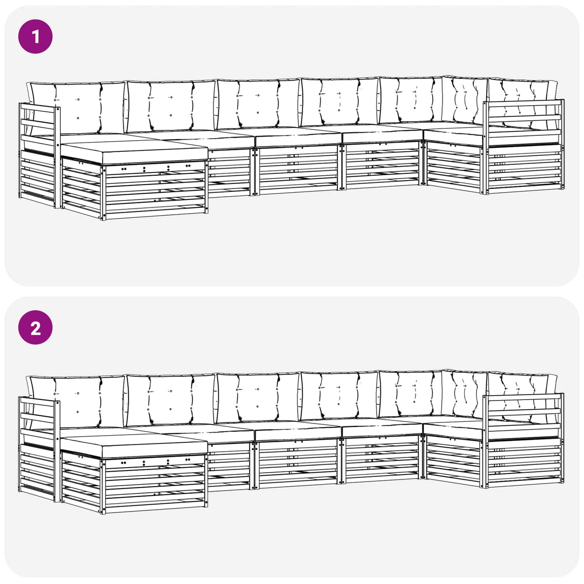 Set vanjskih sofa 7 kom. Bijela i krem Smeđa 404 x 166,5 x 73 cm