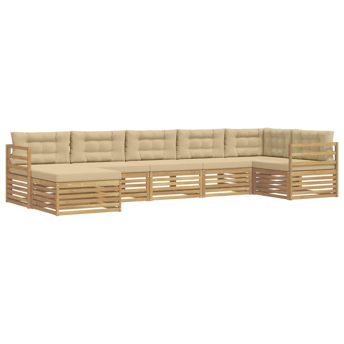 Set vanjskih sofa 7 kom. Bijela i bež Smeđa 404 x 166,5 x 73 cm