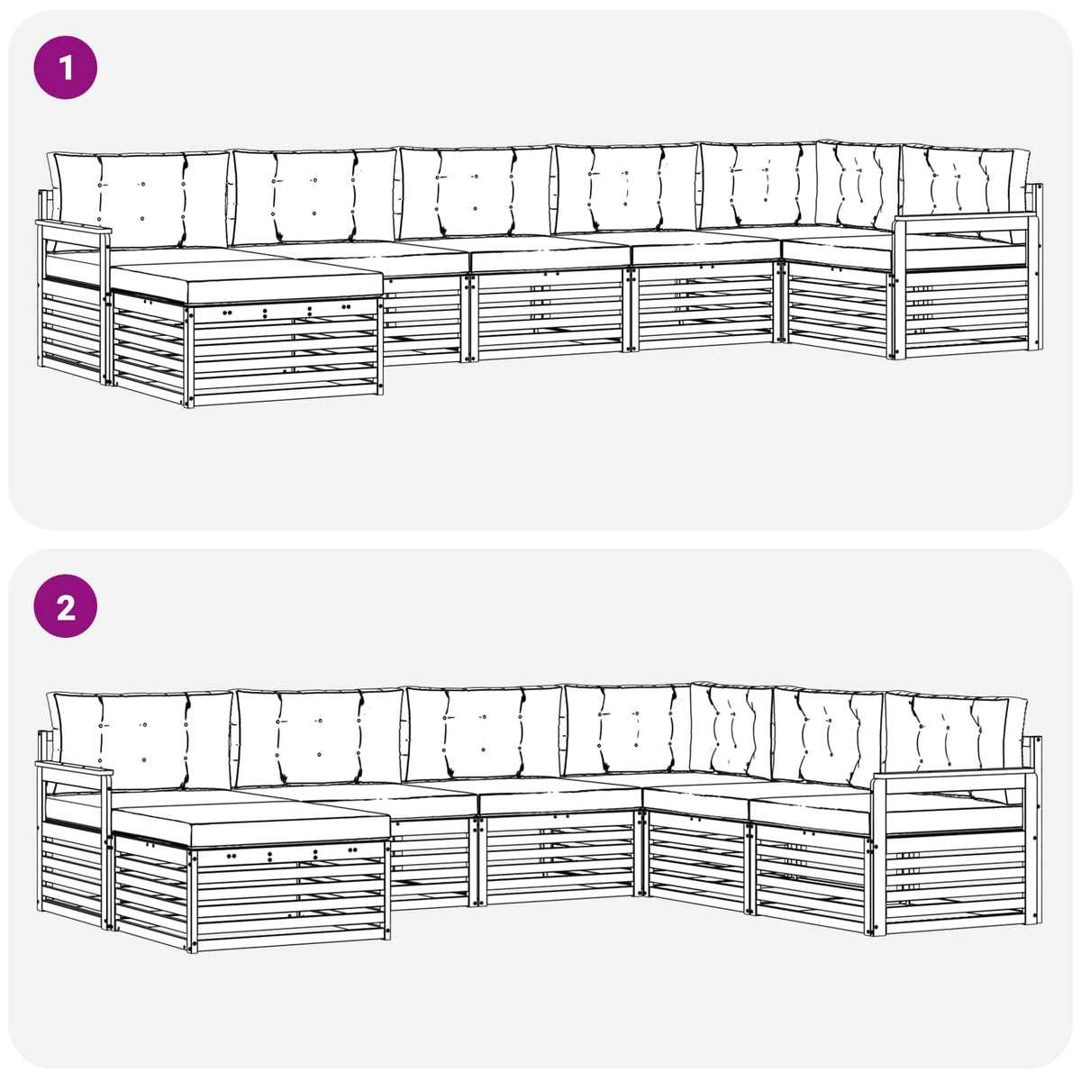 Set vanjskih sofa 7 kom. Bijela i bež Smeđa 406 x 168,5 x 73 cm