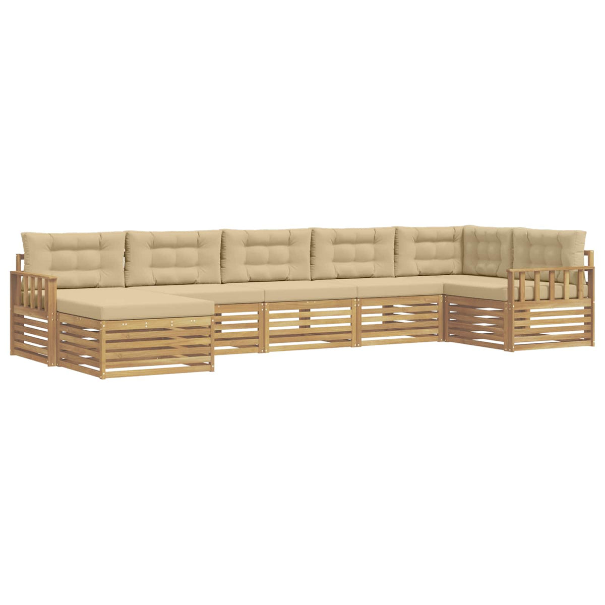 Set vanjskih sofa 7 kom. Bijela i bež Smeđa 406 x 168,5 x 73 cm