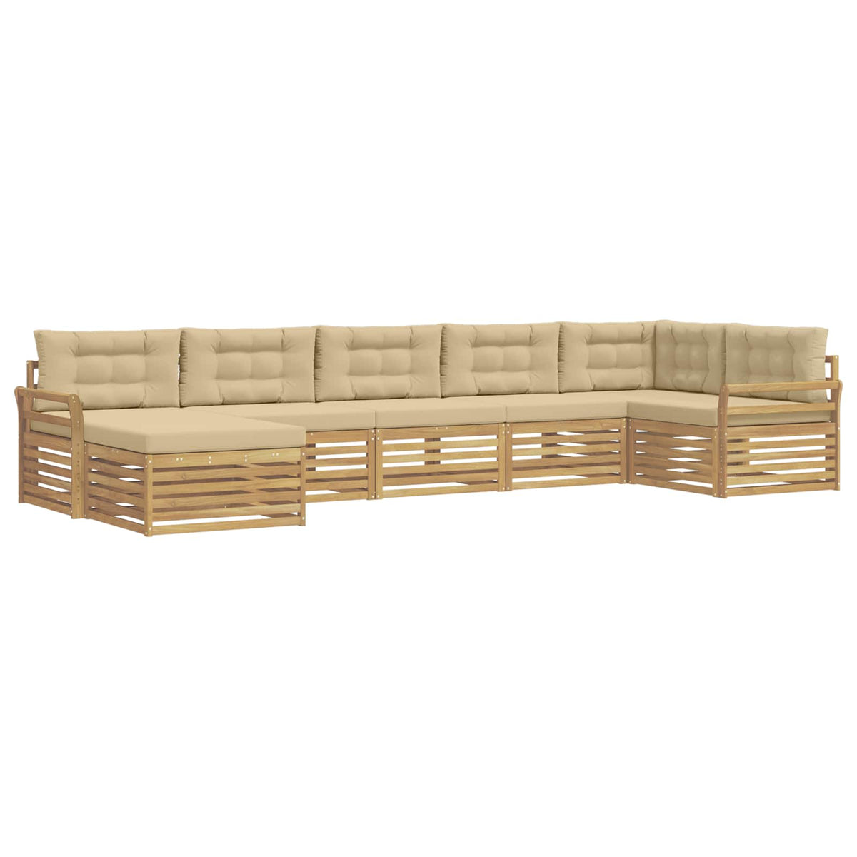 Set vanjskih sofa 7 kom. Bijela i bež Smeđa 408 x 170,5 x 73 cm