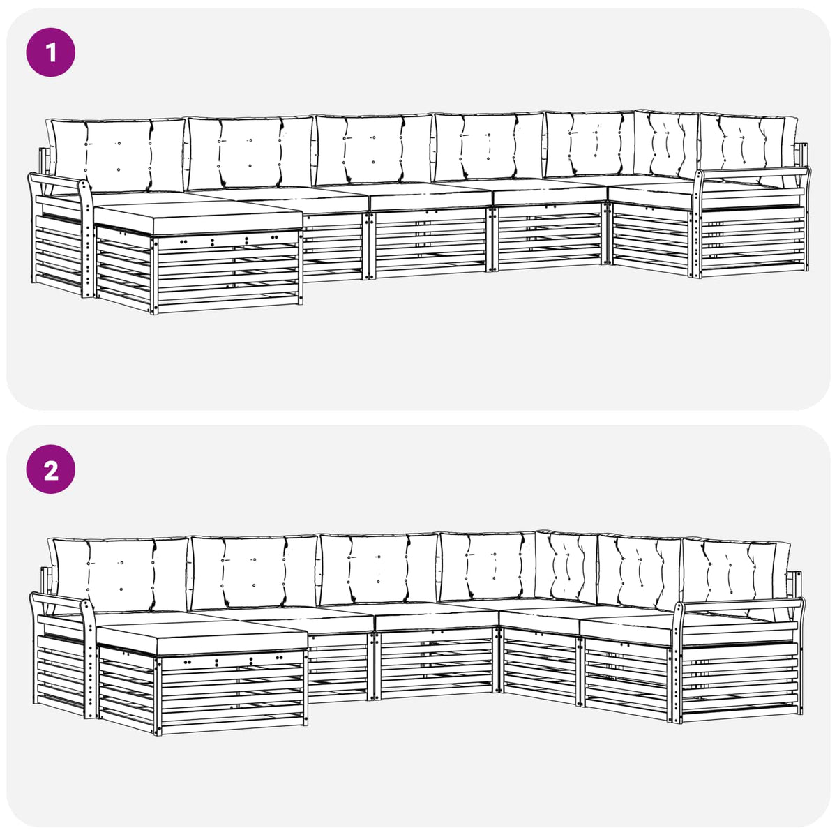 Set vanjskih sofa 7 kom. Bijela i bež Smeđa 408 x 170,5 x 73 cm
