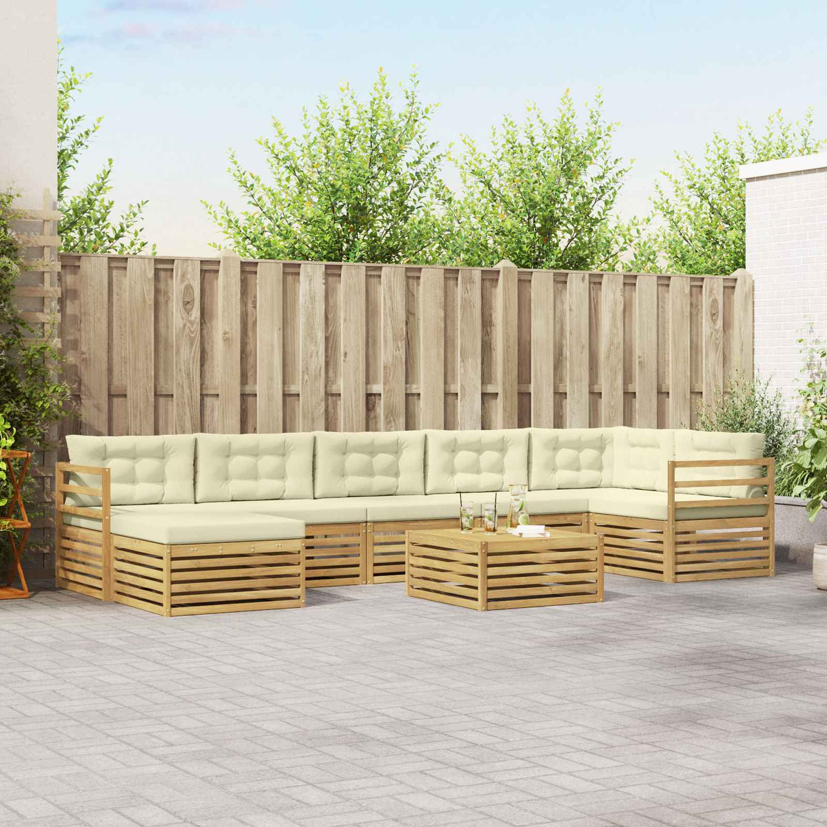 Set vanjskih sofa 8 kom. Bijela i krem Poliester