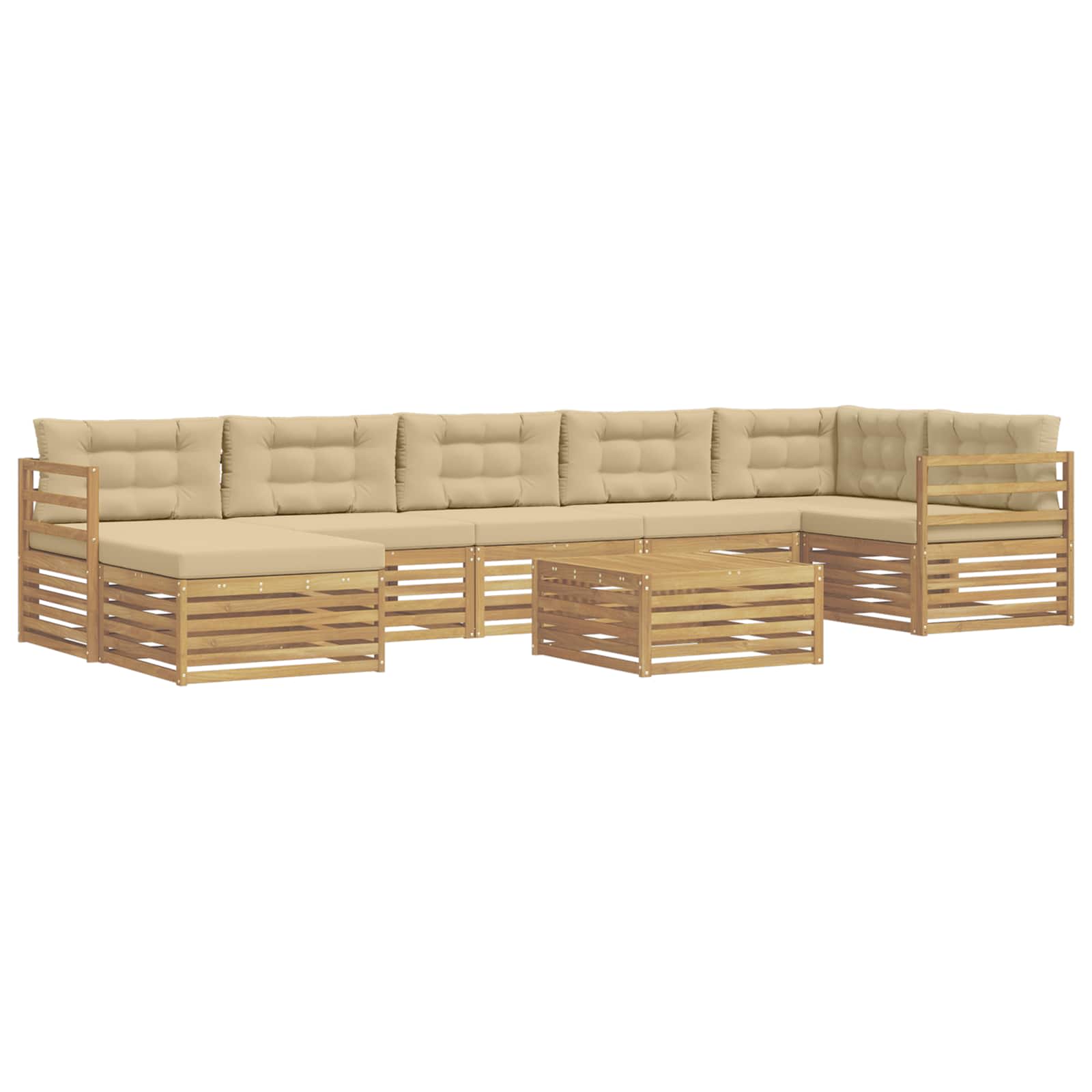 Set vanjskih sofa s jastukom 8 pcs Bijela i bež Poliester