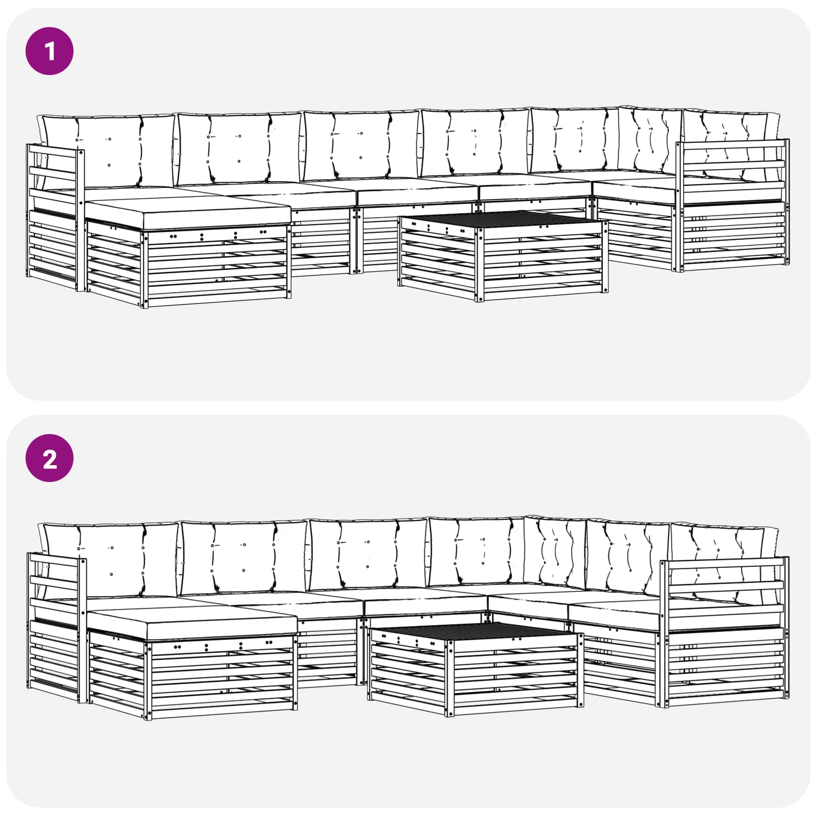 Set vanjskih sofa s jastukom 8 pcs Bijela i bež Poliester