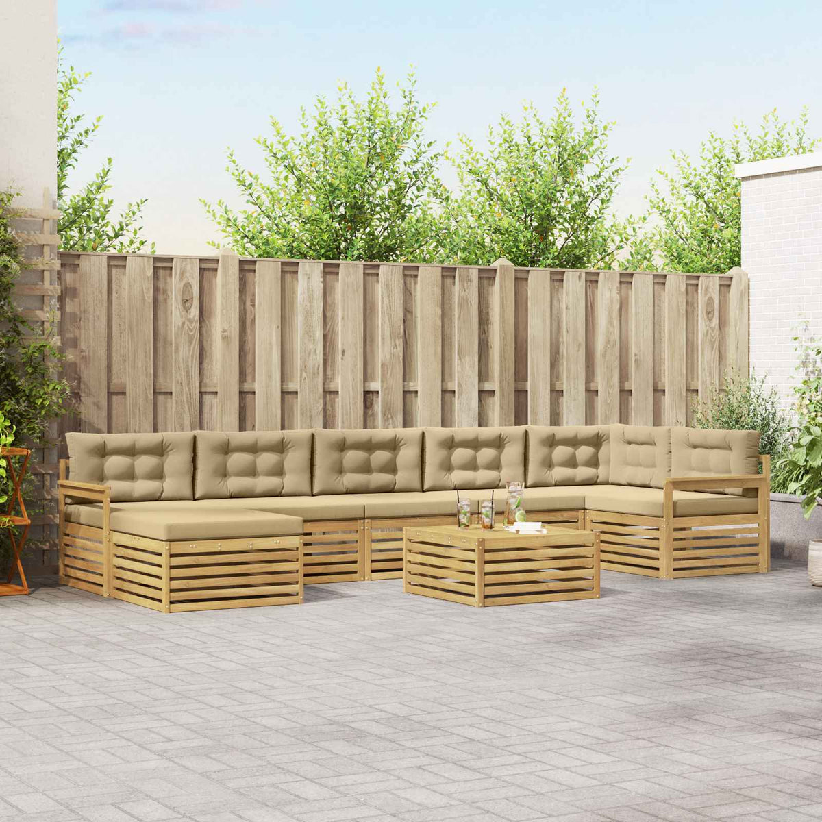 Set vanjskih sofa 8 kom. Bijela i bež