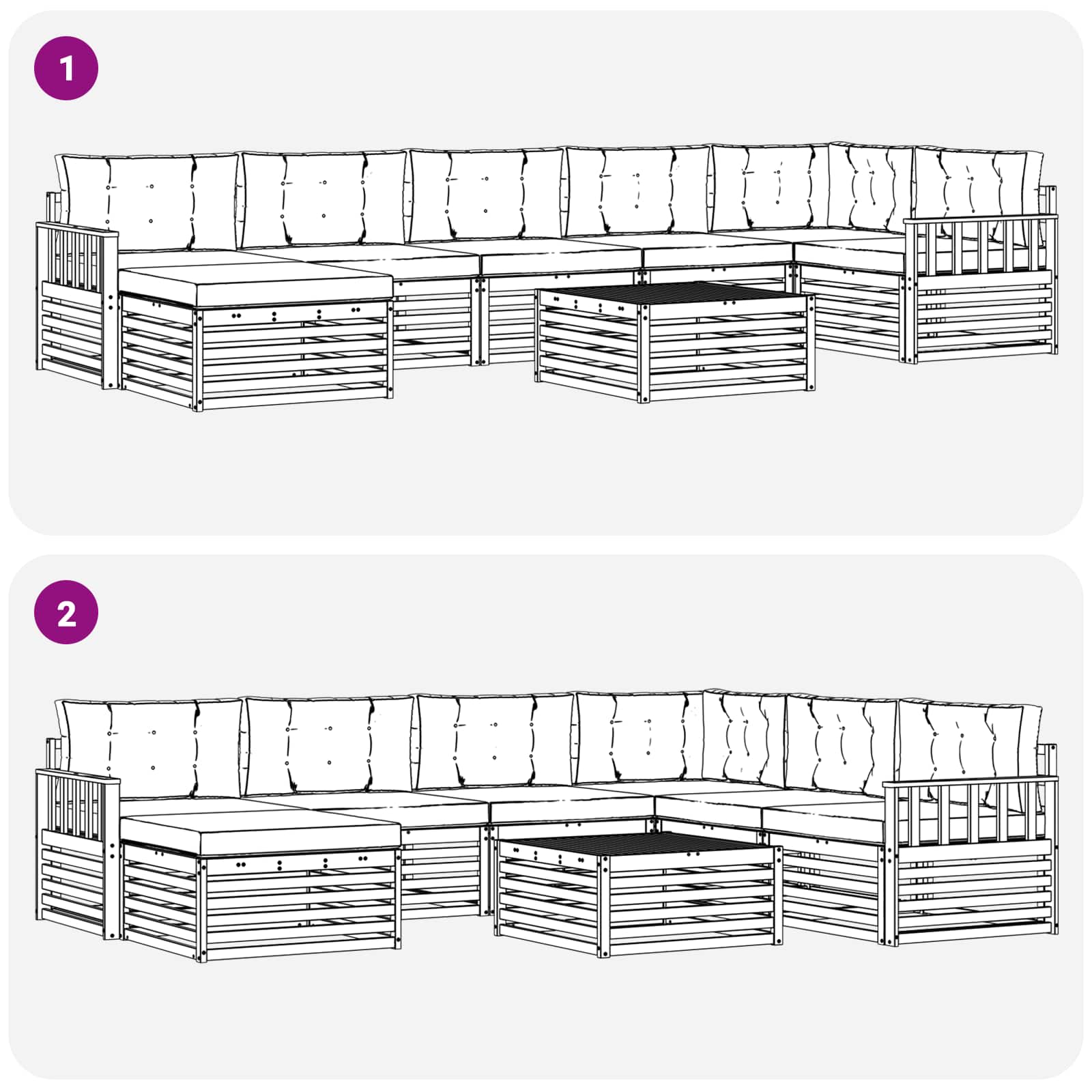 Set vanjskih sofa s jastukom 8 pcs