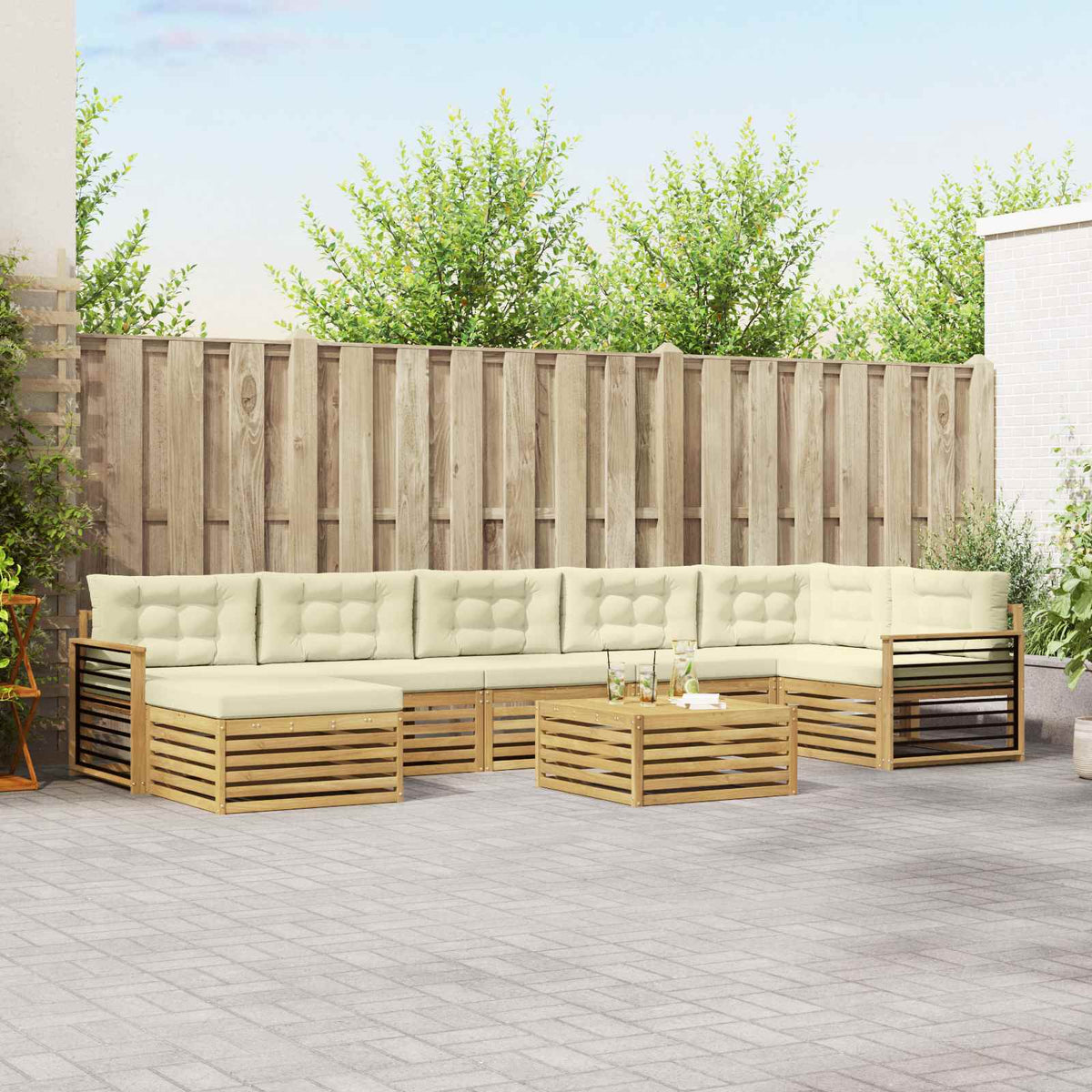 Set vanjskih sofa s jastukom 8 pcs Bijela i krem