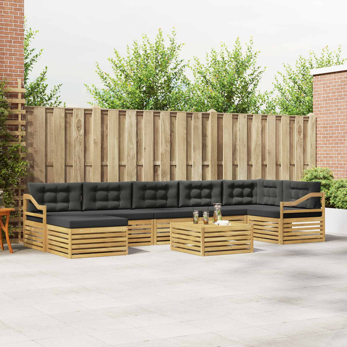 Set vanjskih sofa s jastukom 8 pcs Bijela i antracit Poliester