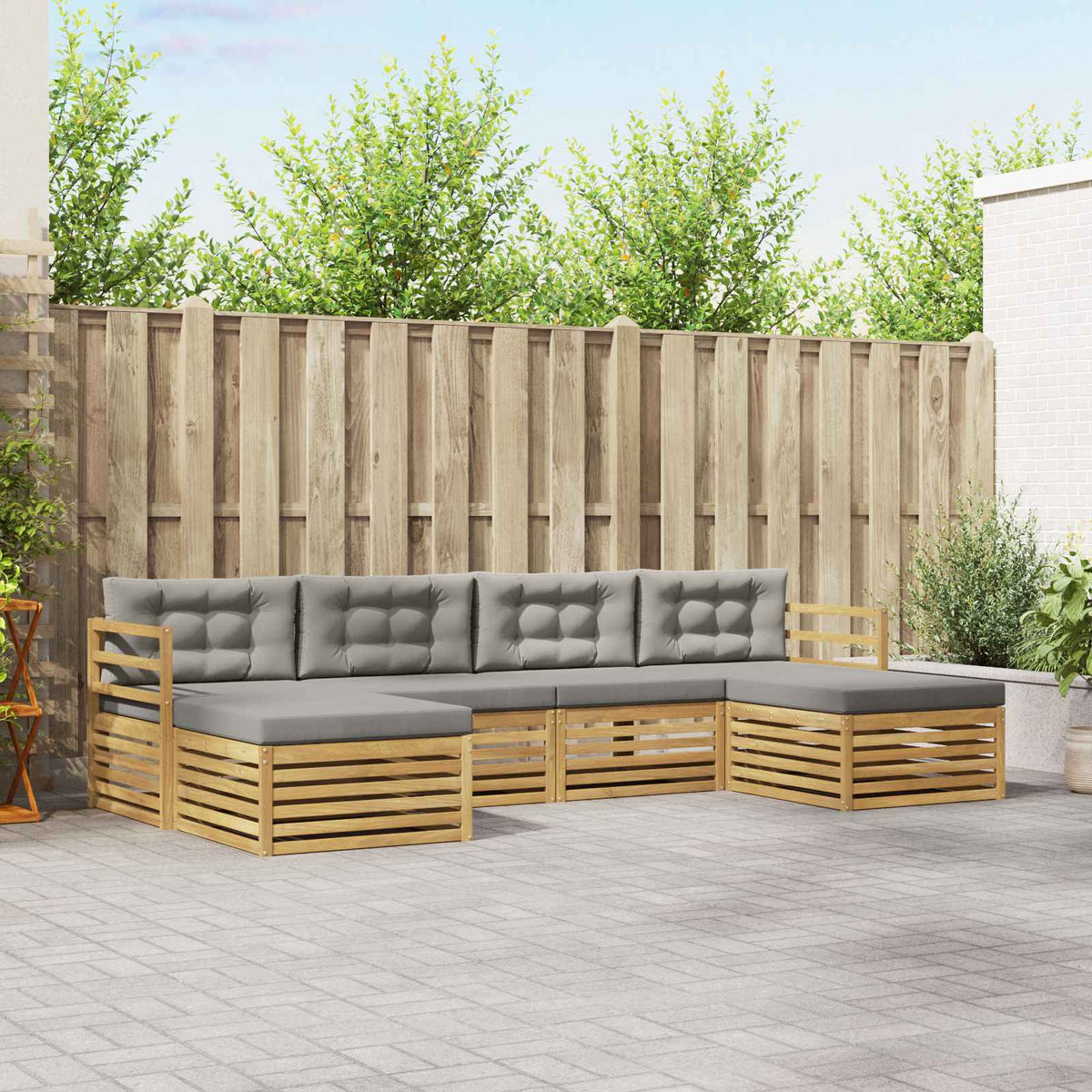 Set vanjskih sofa 6 kom. Bijela i svjetlosiva 325 x 162,5 x 73 cm