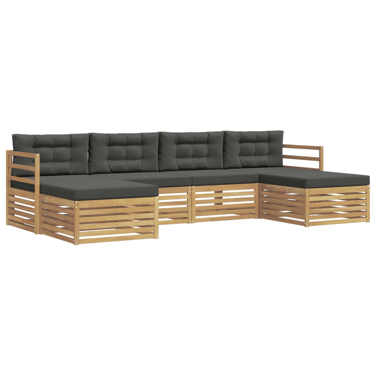 Set vanjskih sofa 6 kom. Bijela i antracit Čvrsto drvo akacije