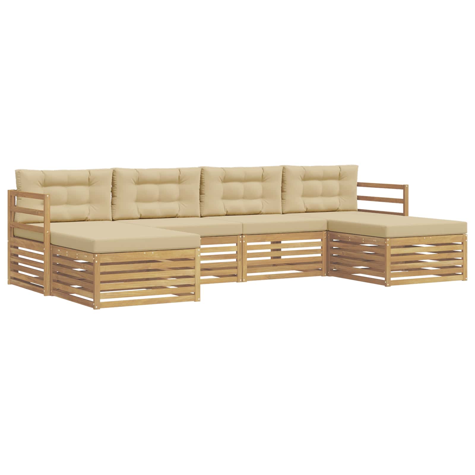 Set vanjskih sofa 6 pcs Bijela i bež 325 x 162,5 x 73 cm