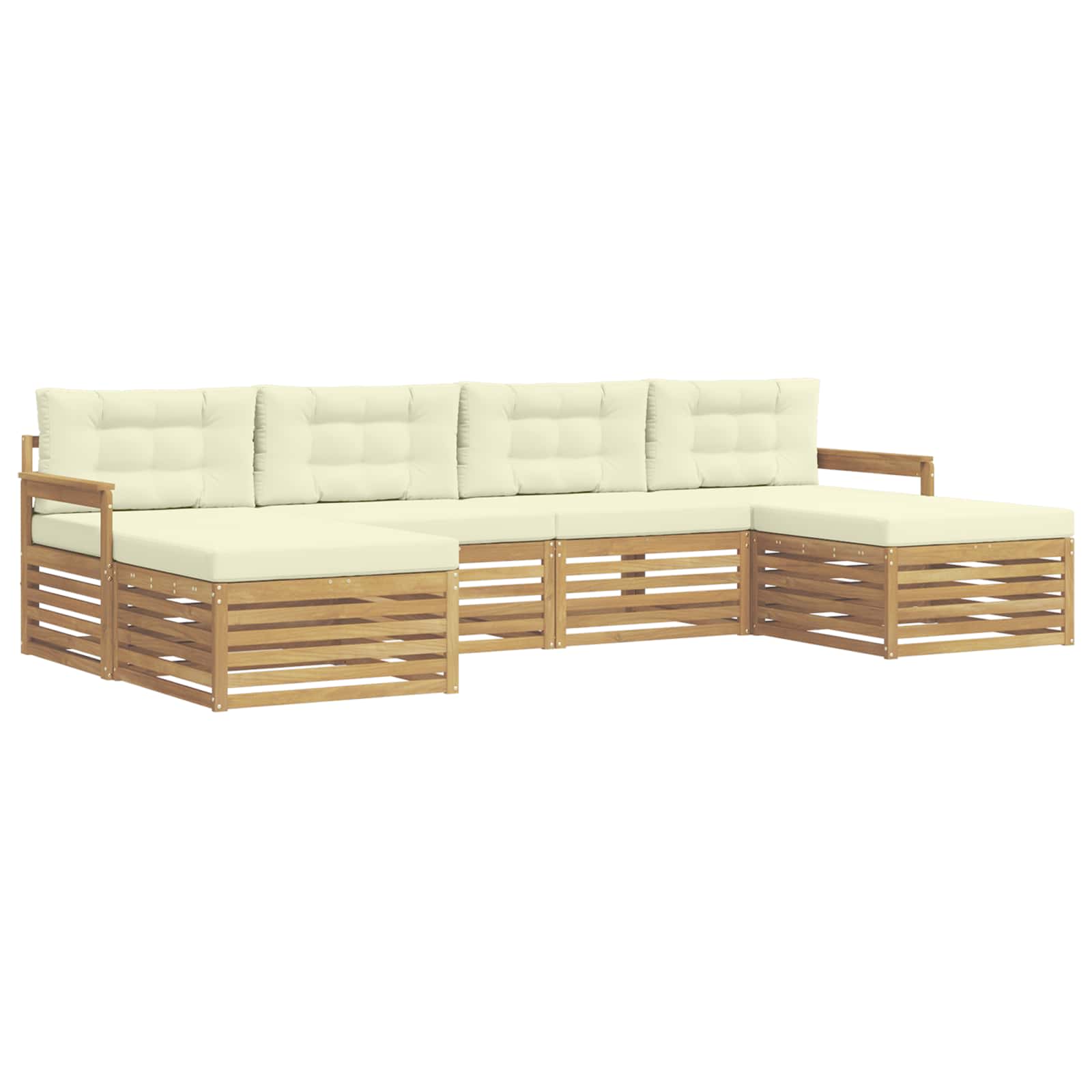 Setovi sofa s jastukom 6 pcs Bijela i krem Čvrsto drvo akacije