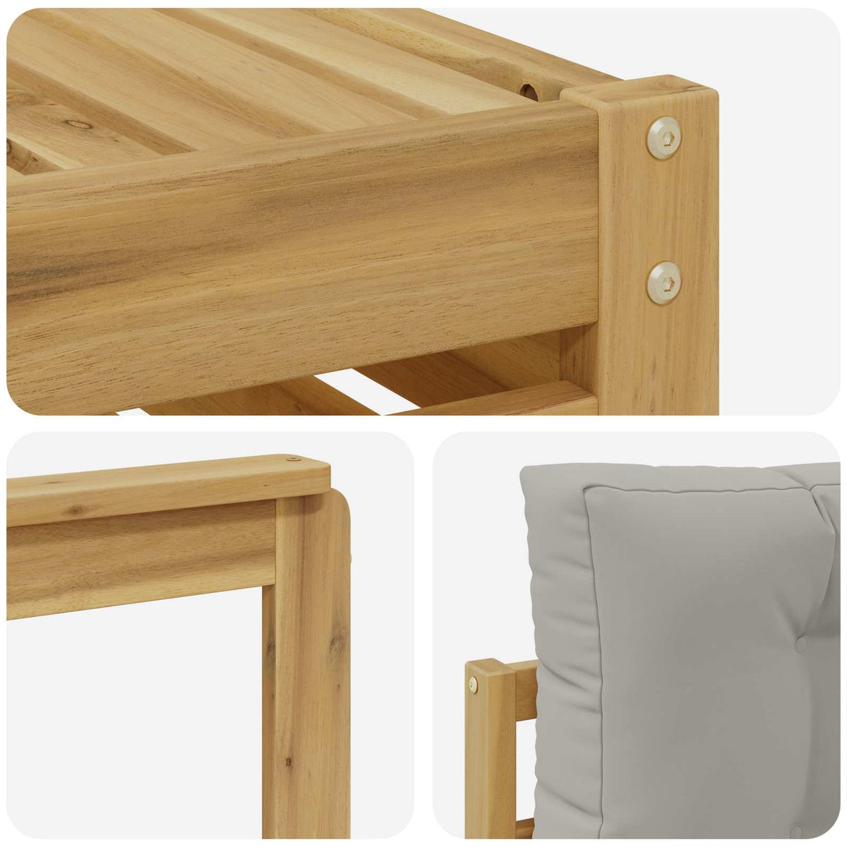 Setovi sofa 6 pcs Bijela i svjetlosiva Čvrsto drvo akacije