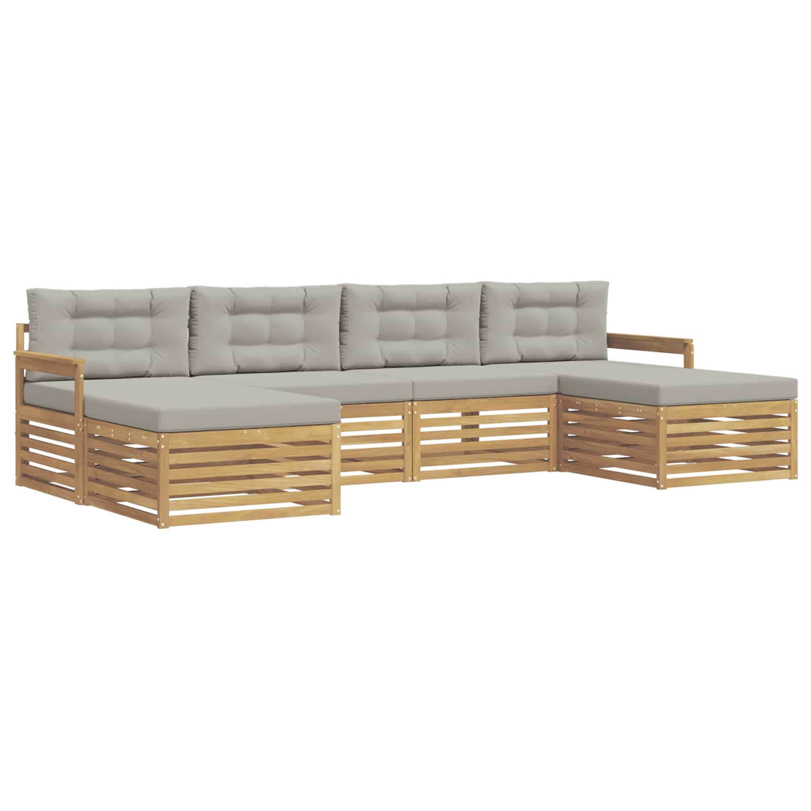 Setovi sofa 6 pcs Bijela i svjetlosiva Čvrsto drvo akacije