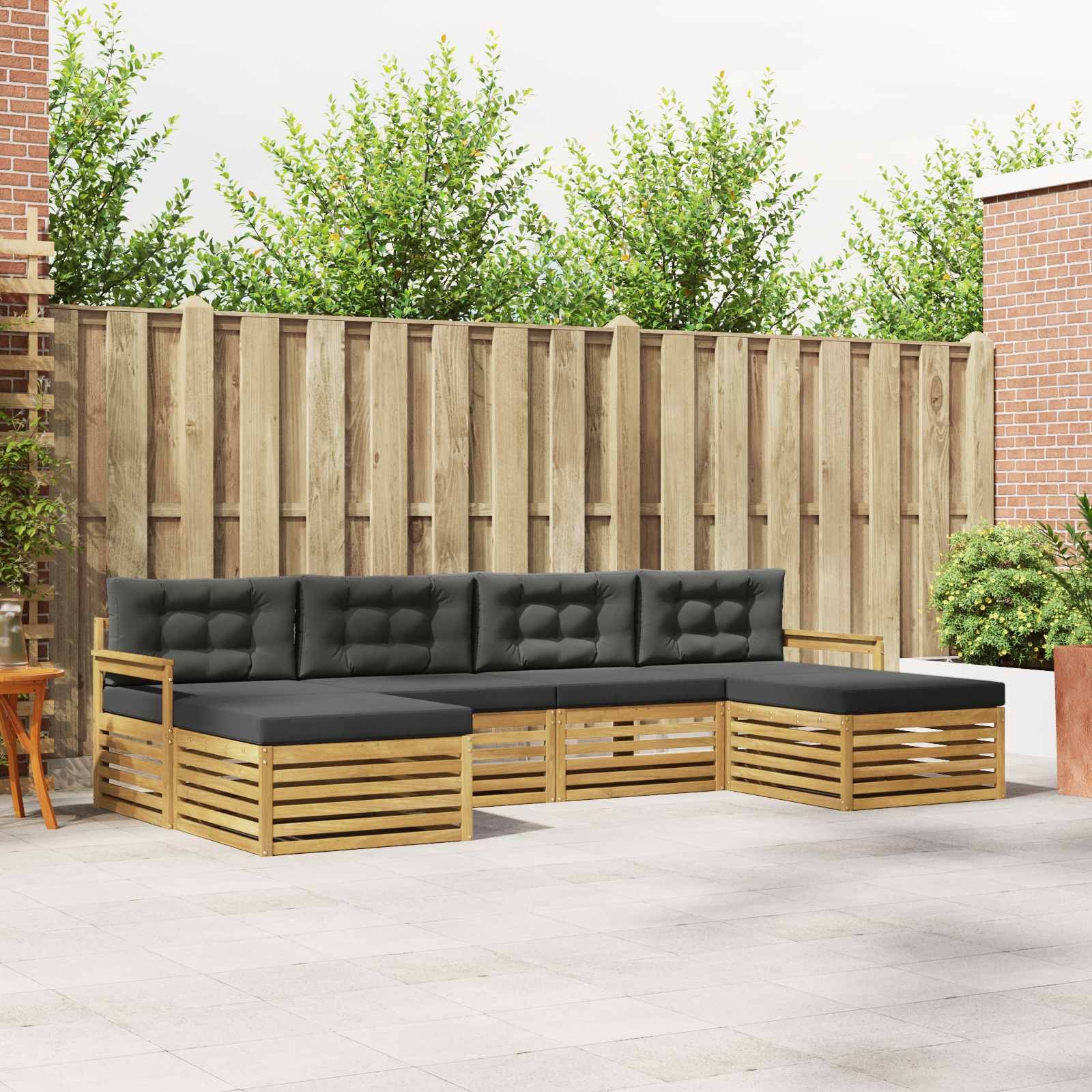 Set vanjskih sofa 6 kom. Bijela i antracit Čvrsto drvo akacije