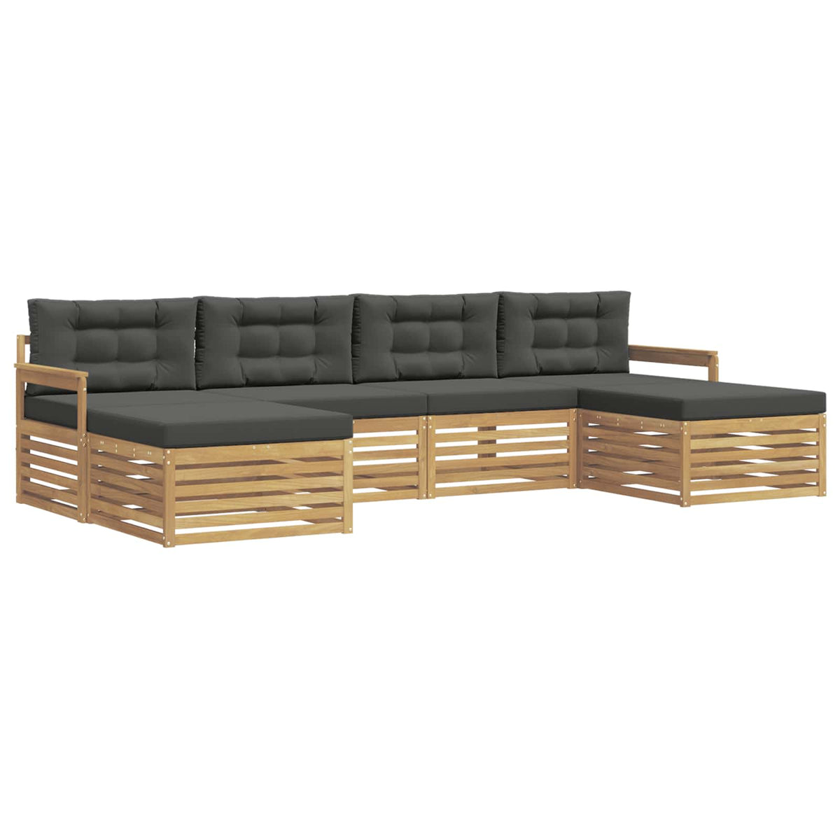 Set vanjskih sofa 6 kom. Bijela i antracit Čvrsto drvo akacije