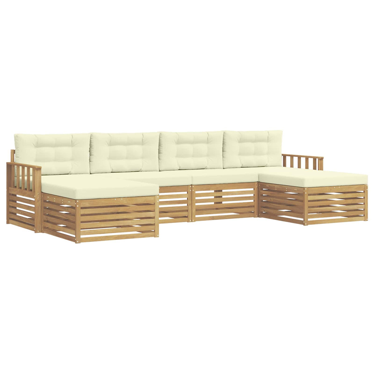 Setovi sofa s jastukom 6 pcs Bijela i krem Čvrsto drvo akacije