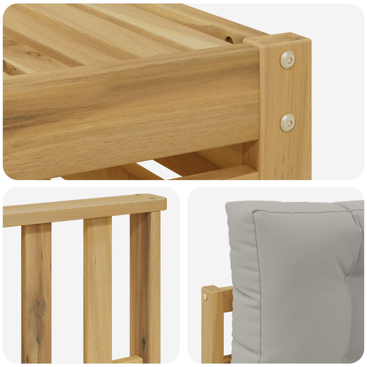 Setovi sofa 6 pcs Bijela i svjetlosiva Čvrsto drvo akacije