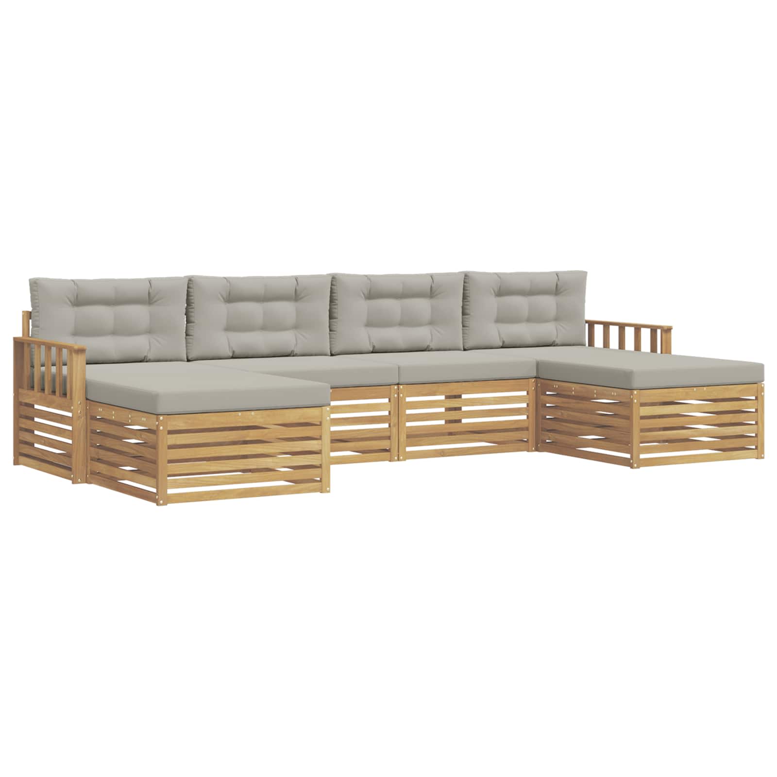 Setovi sofa 6 pcs Bijela i svjetlosiva Čvrsto drvo akacije