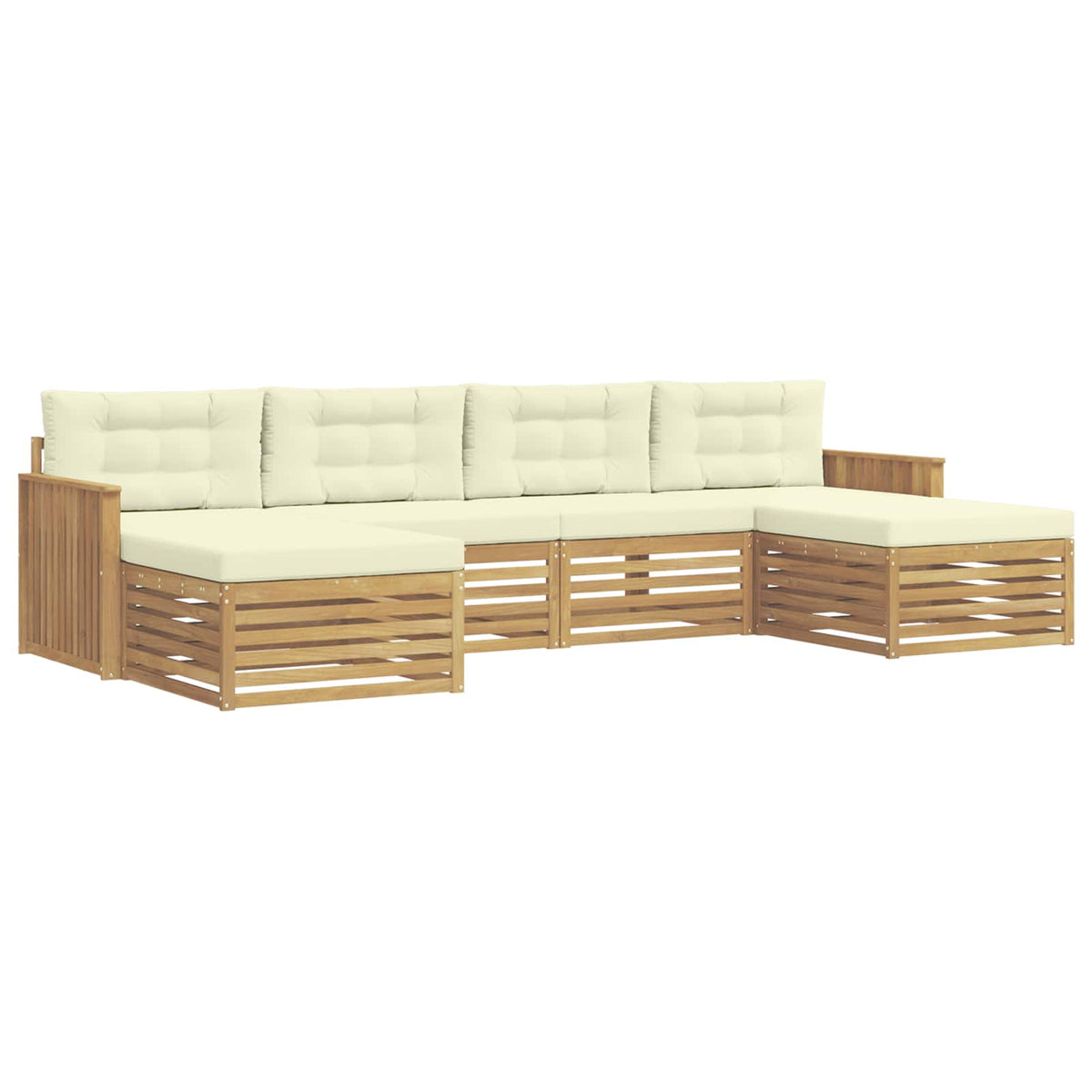 Set vanjskih sofa 6 kom. Bijela i krem Čvrsto drvo akacije