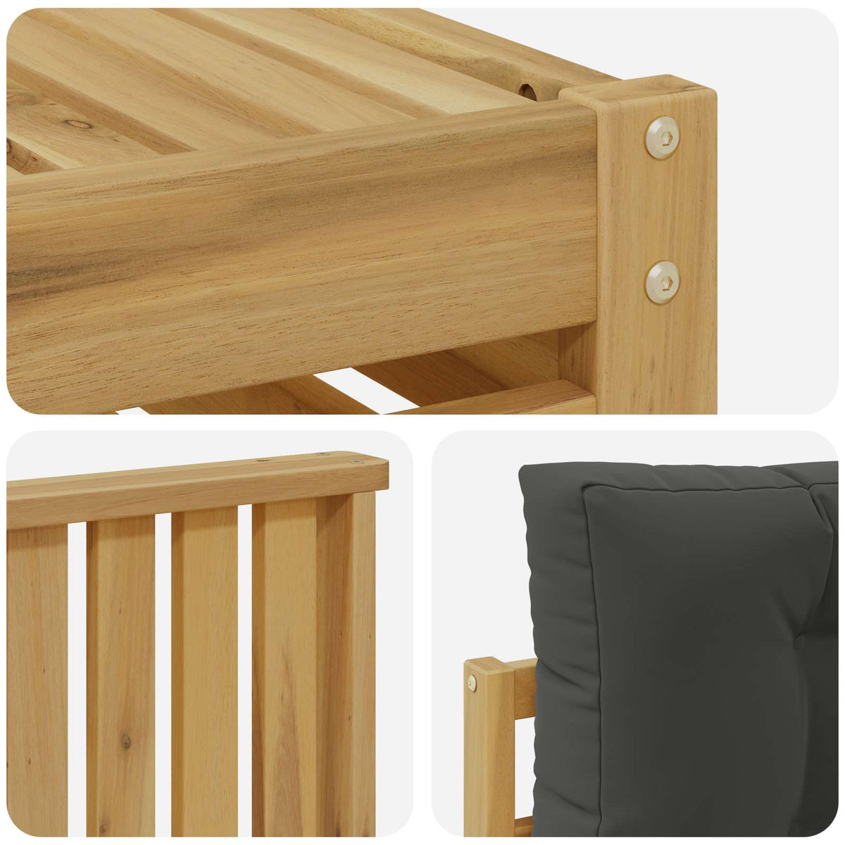 Set vanjskih sofa 6 kom. Bijela i antracit Čvrsto drvo akacije
